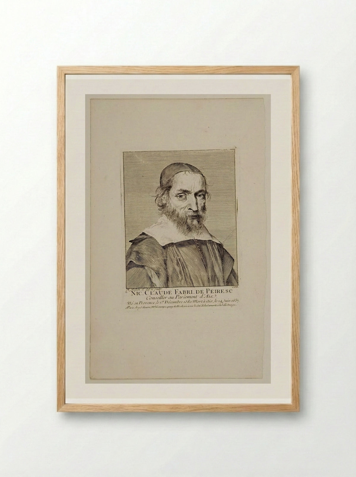 Portrait of Nicolas-Claude Fabri de Peiresc - Claude Mellan - Framed Print Wood
