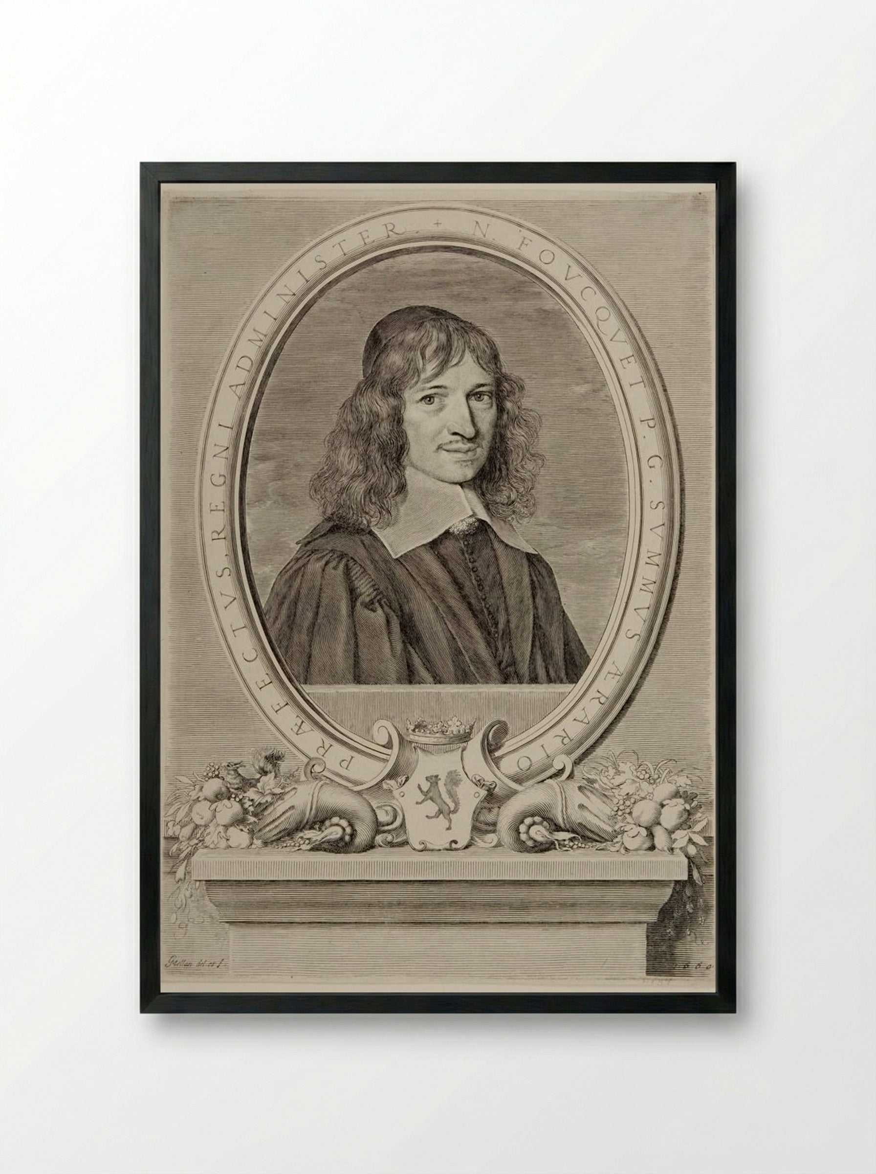 Portrait of Nicolas Fouquet - Claude Mellan - Framed Print Black