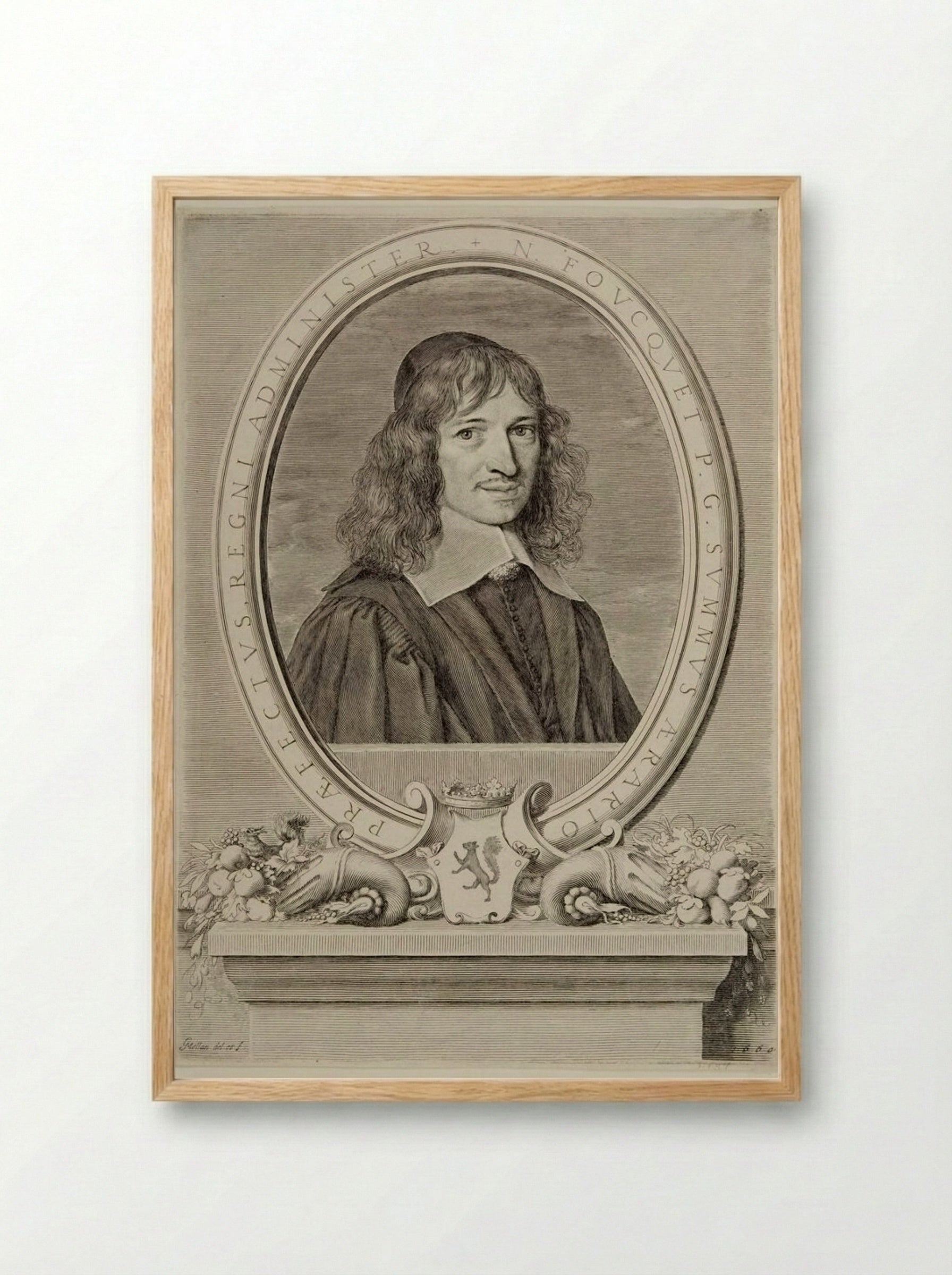 Portrait of Nicolas Fouquet - Claude Mellan - Framed Print Wood