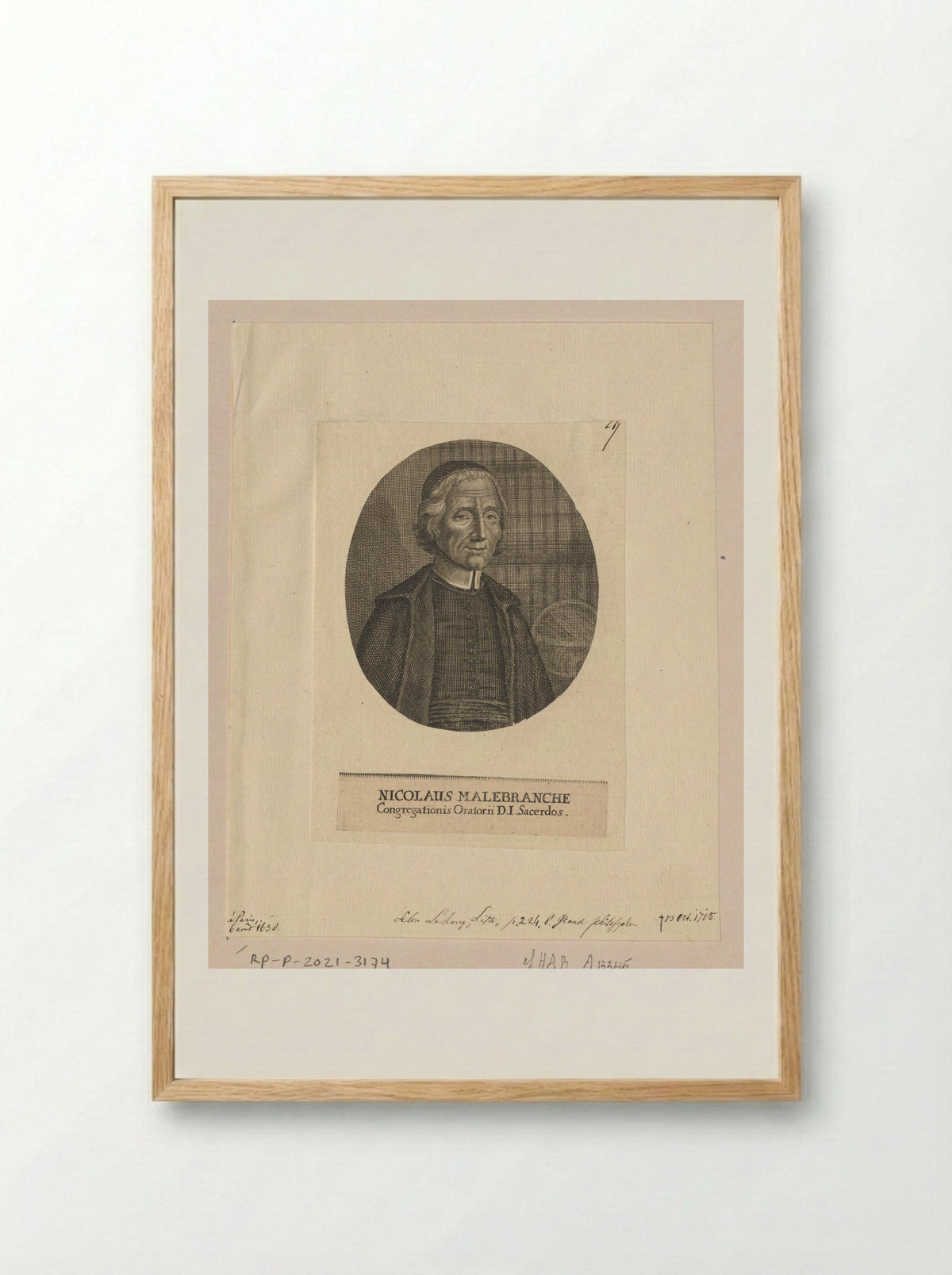 Portrait of Nicolas Malebranche - Jodocus Egidius Krauss - Framed Print Wood