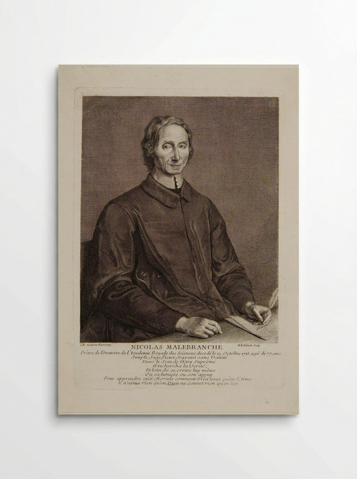 Portrait of Nicolas Malebranche - Nicolas Edelinck - Poster