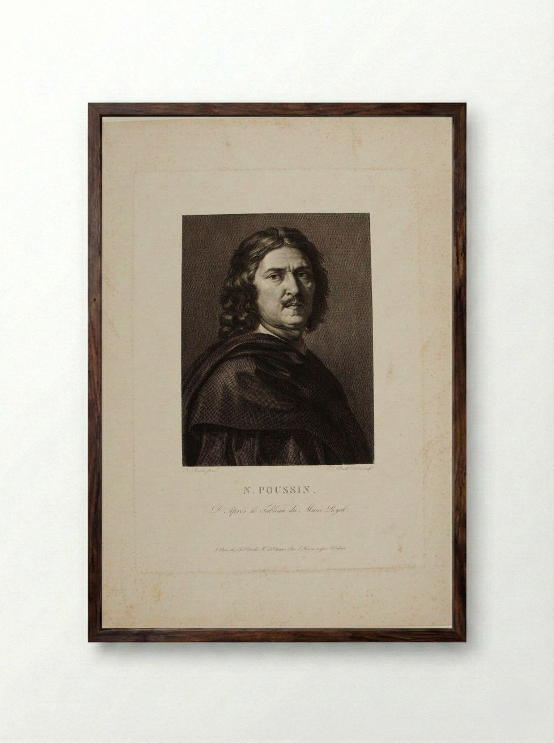 Portrait of Nicolas Poussin - Jean Louis Potrelle - Framed Print Dark Wood