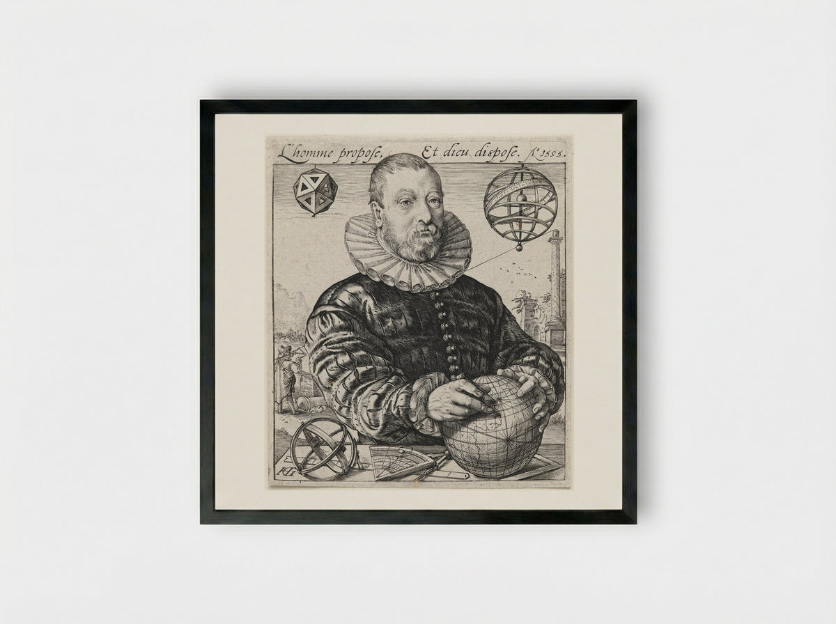 Portrait of Nicolaus Petri van Deventer - Hendrick Goltzius - Framed Print Black