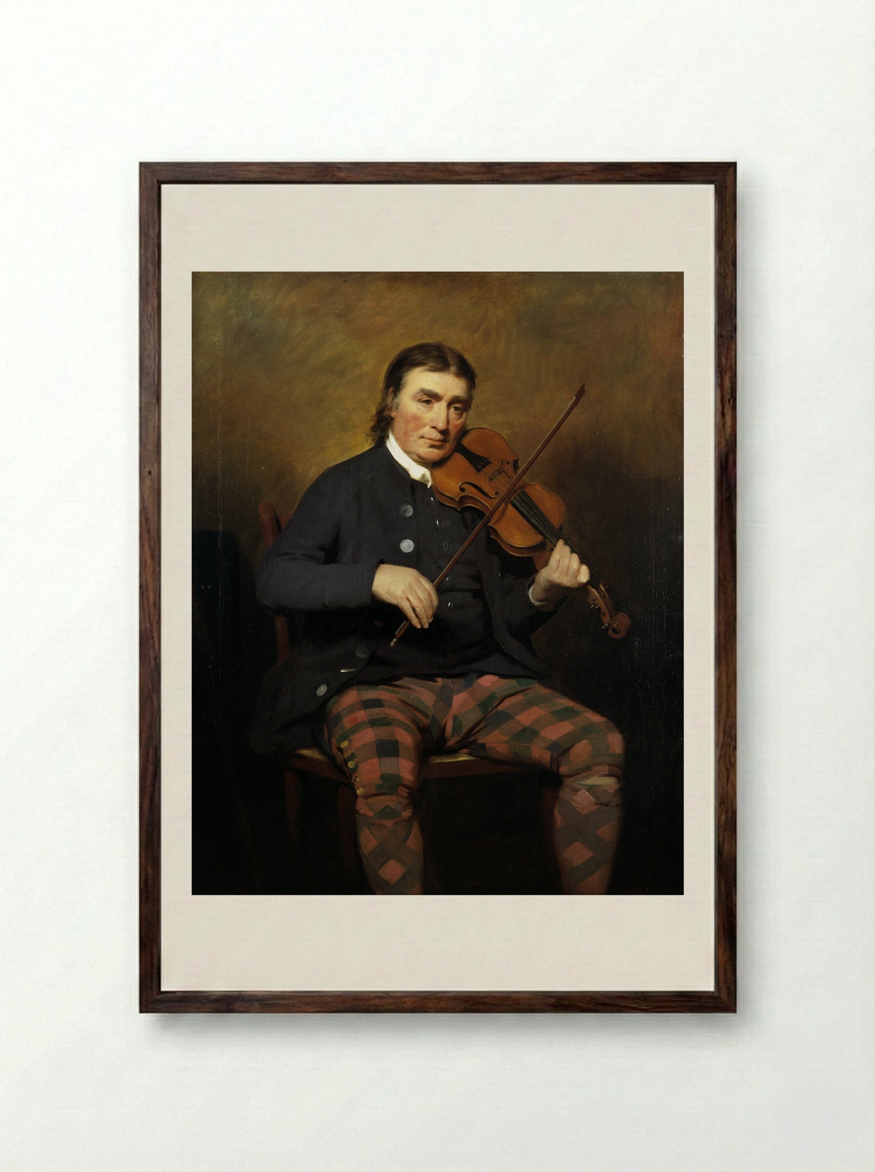 Portrait of Niel Gow - Sir Henry Raeburn - Framed Print Dark Wood