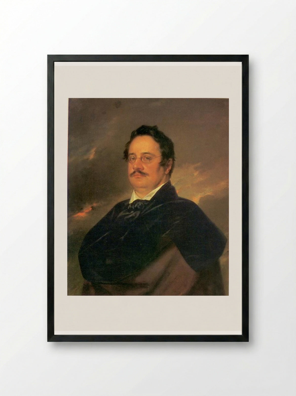 Portrait of Nikolai Nikolayevich Raevsky - Vasily Tropinin - Framed Print Black