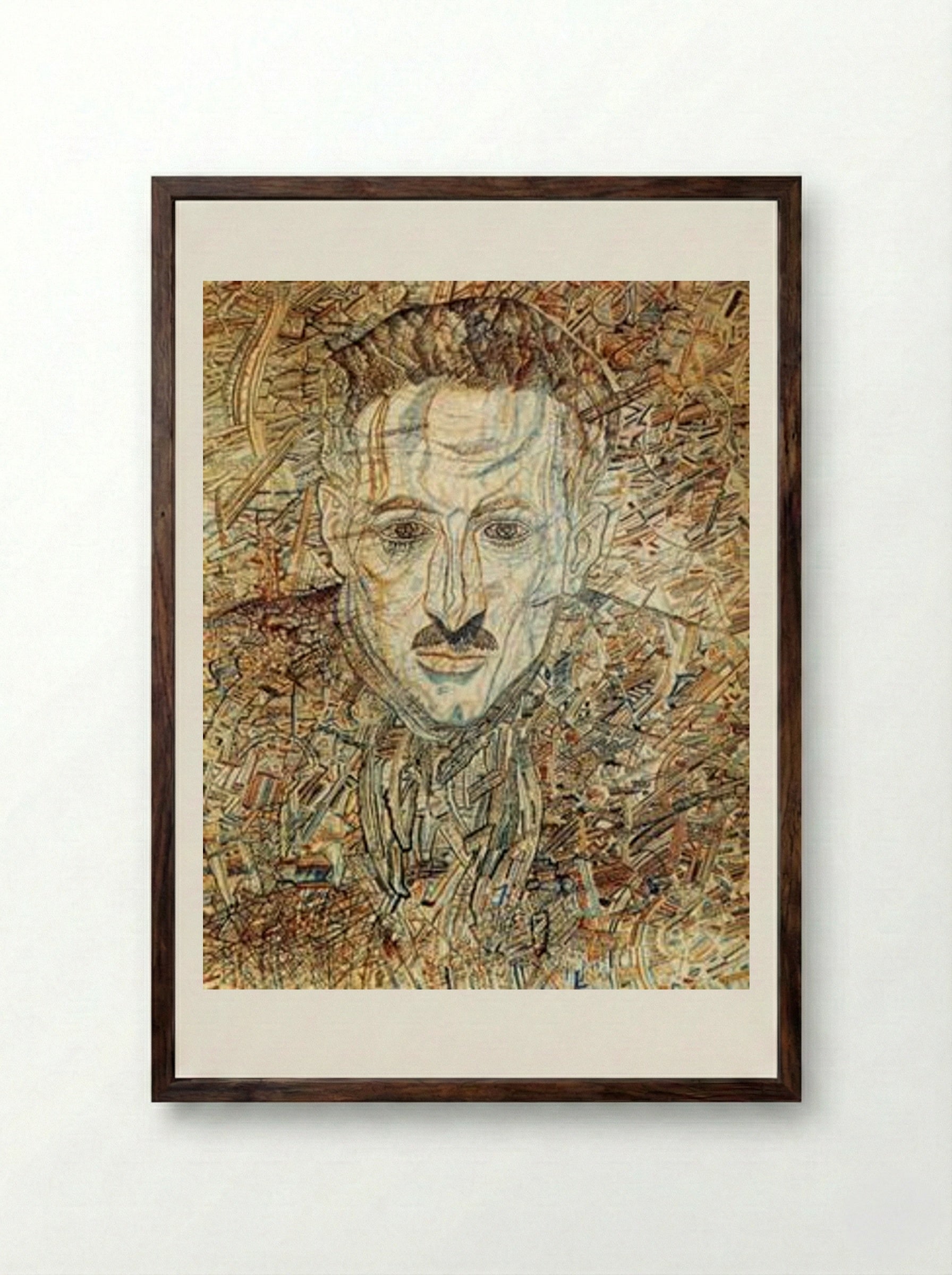 Portrait of Nikolay Glebov-Putilovsky - Pavel Filonov - Framed Print Dark Wood