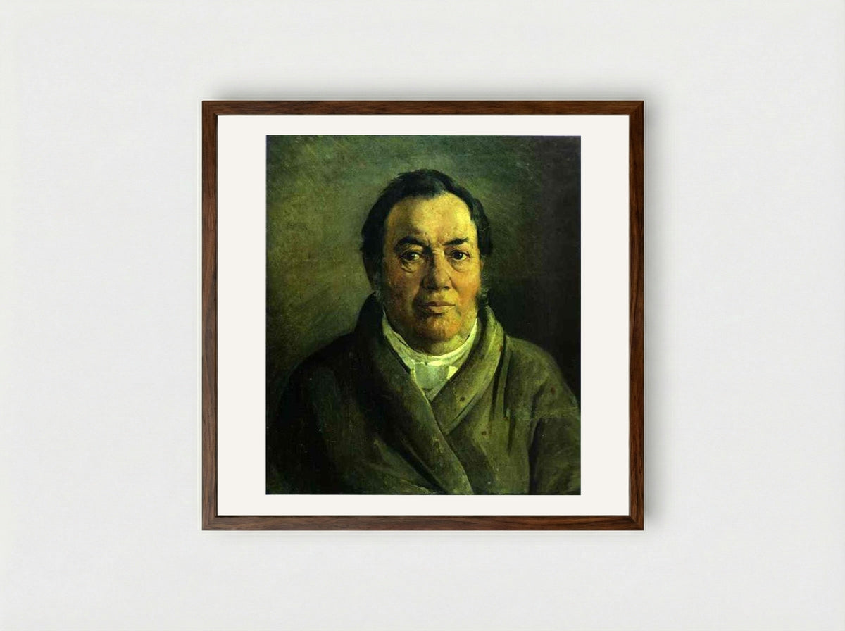 Portrait of Nikolay O. Ge - Nikolai Ge - Framed Print Dark Wood