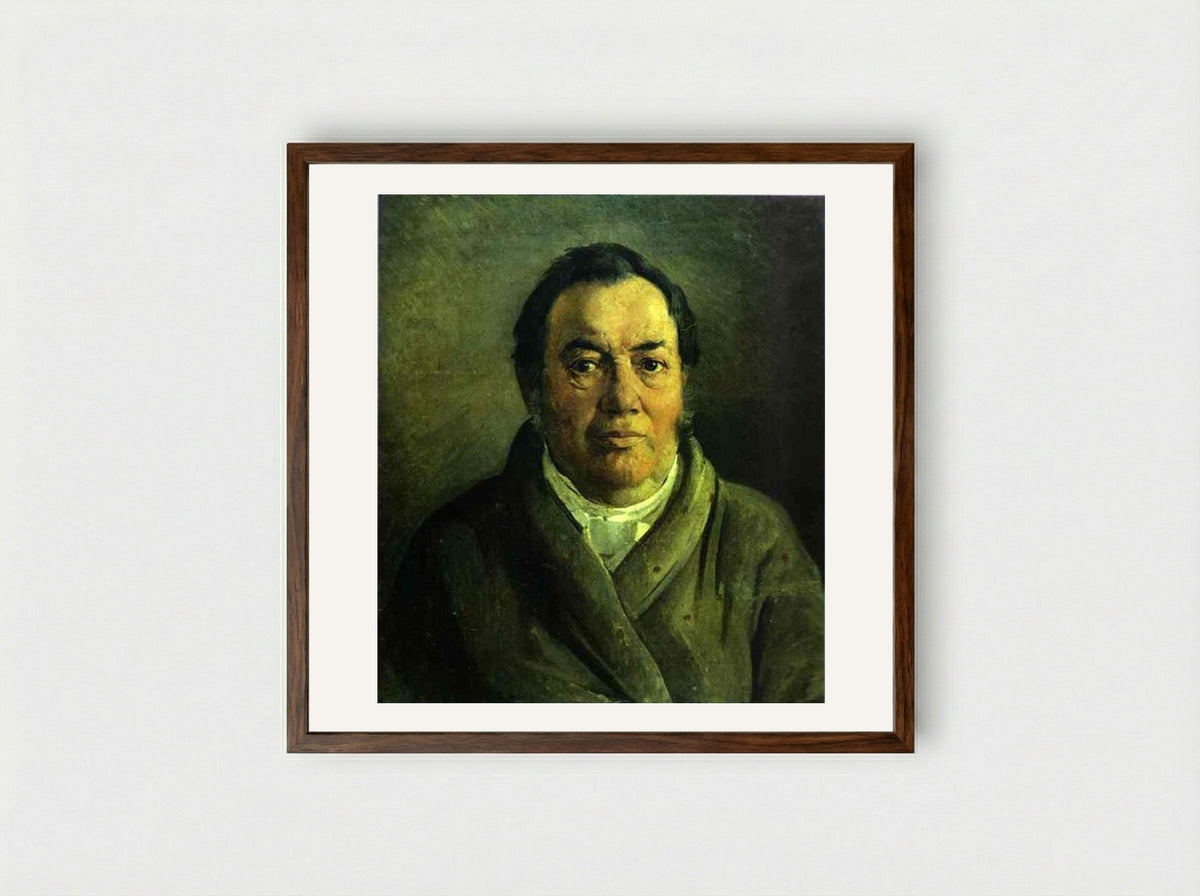 Portrait of Nikolay O. Ge - Nikolai Ge - Framed Print Dark Wood