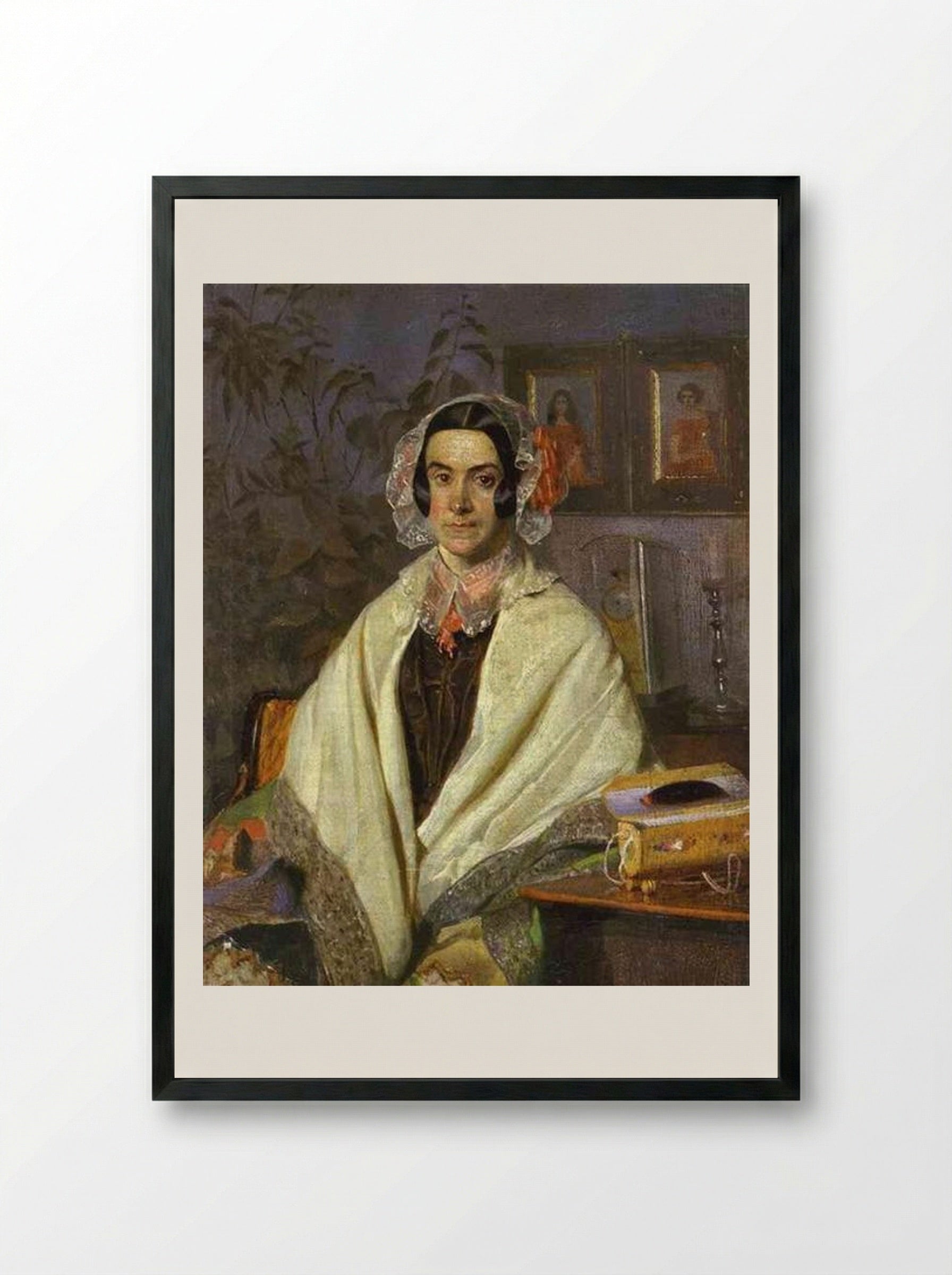Portrait of O. P. Zhdanovich - Pavel Fedotov - Framed Print Black