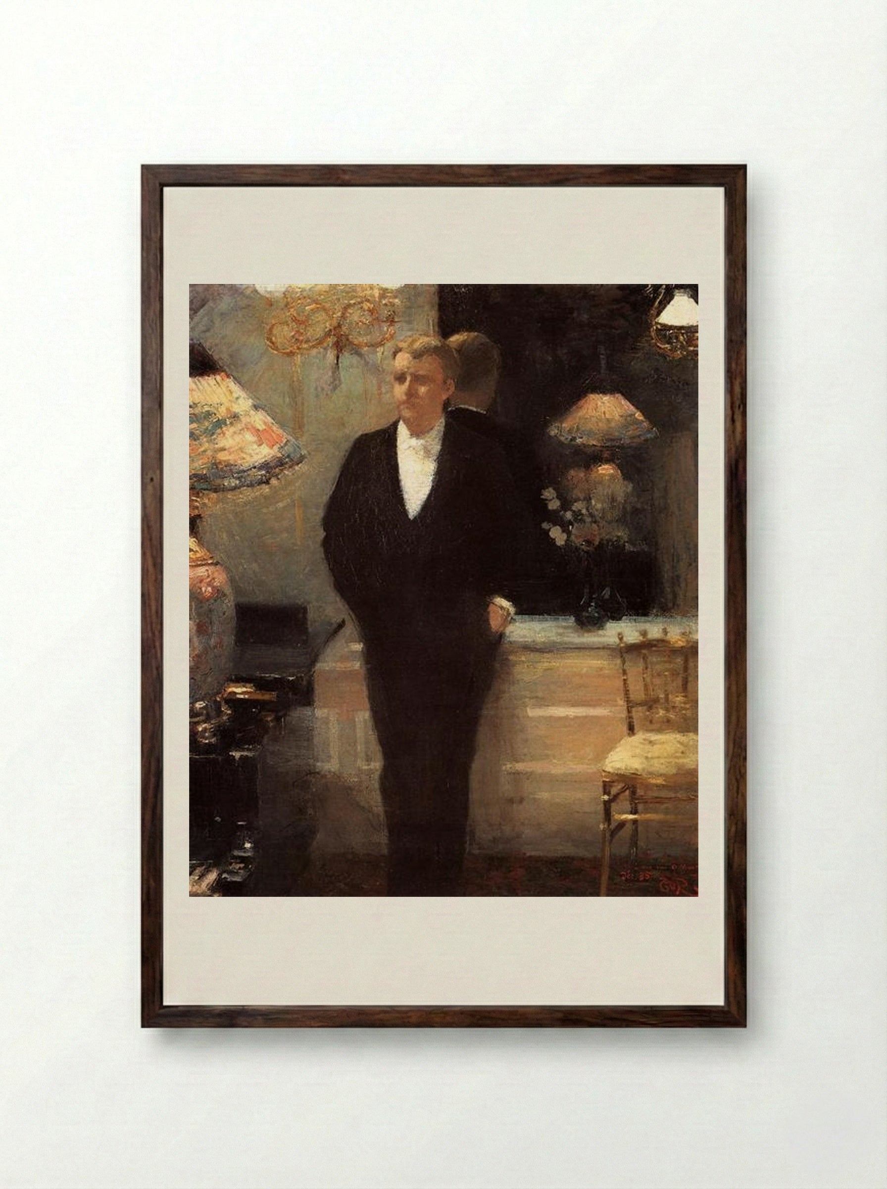 Portrait of Octave Maus - Théo van Rysselberghe - Framed Print Dark Wood