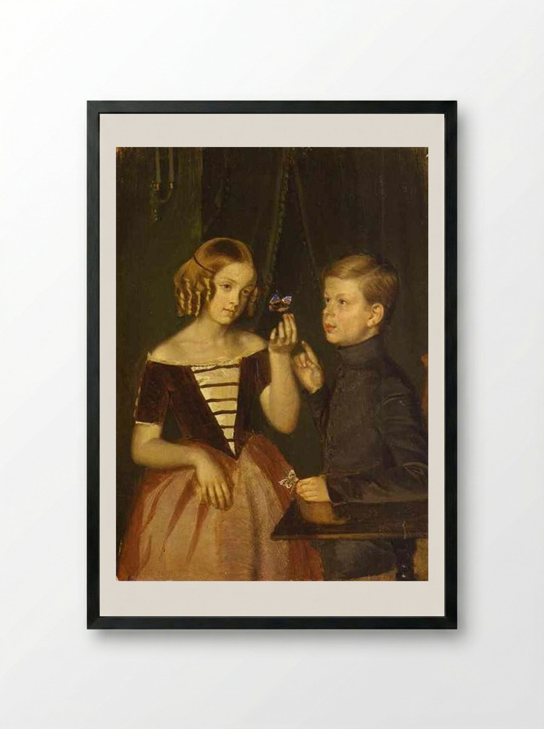 Portrait of Olga Ivanovna and Fedor Ivanov - Pavel Fedotov - Framed Print Black