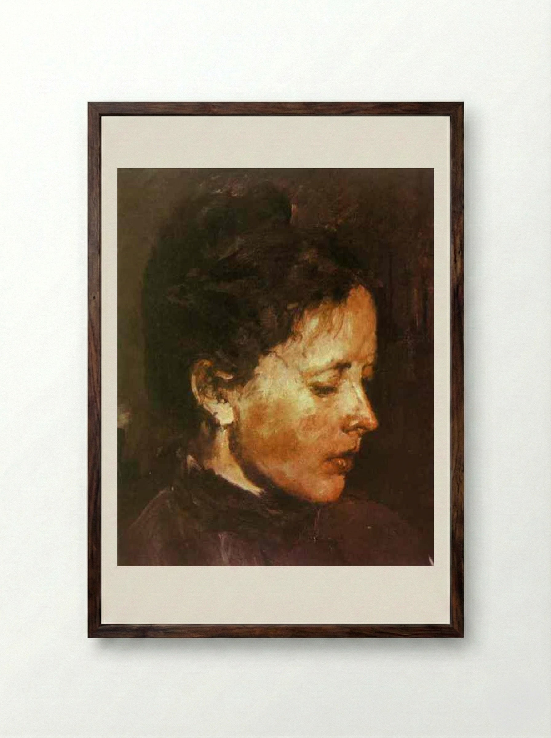 Portrait of Olga Serova - Valentin Serov - Framed Print Dark Wood