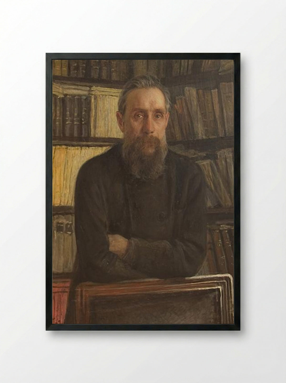 Portrait of P.A. Kostichev - Nikolai Ge - Framed Print Black