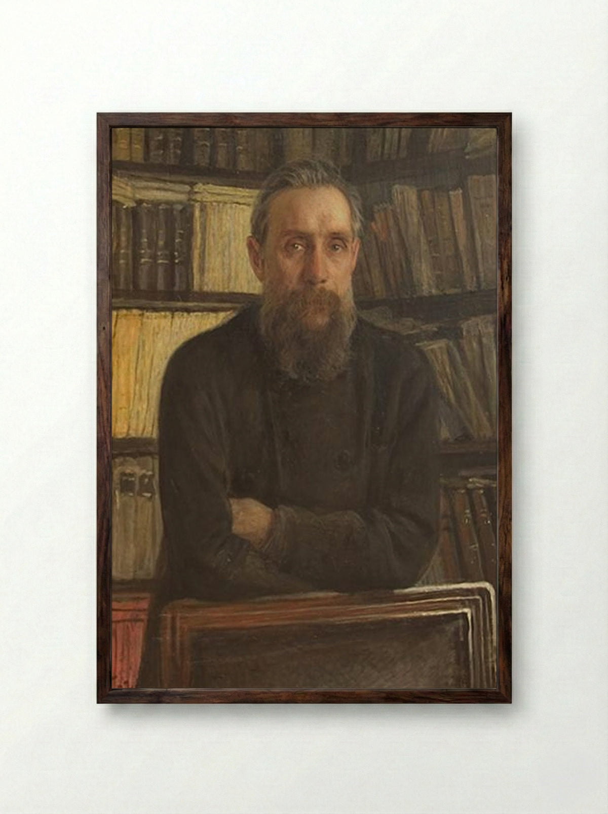 Portrait of P.A. Kostichev - Nikolai Ge - Framed Print Dark Wood