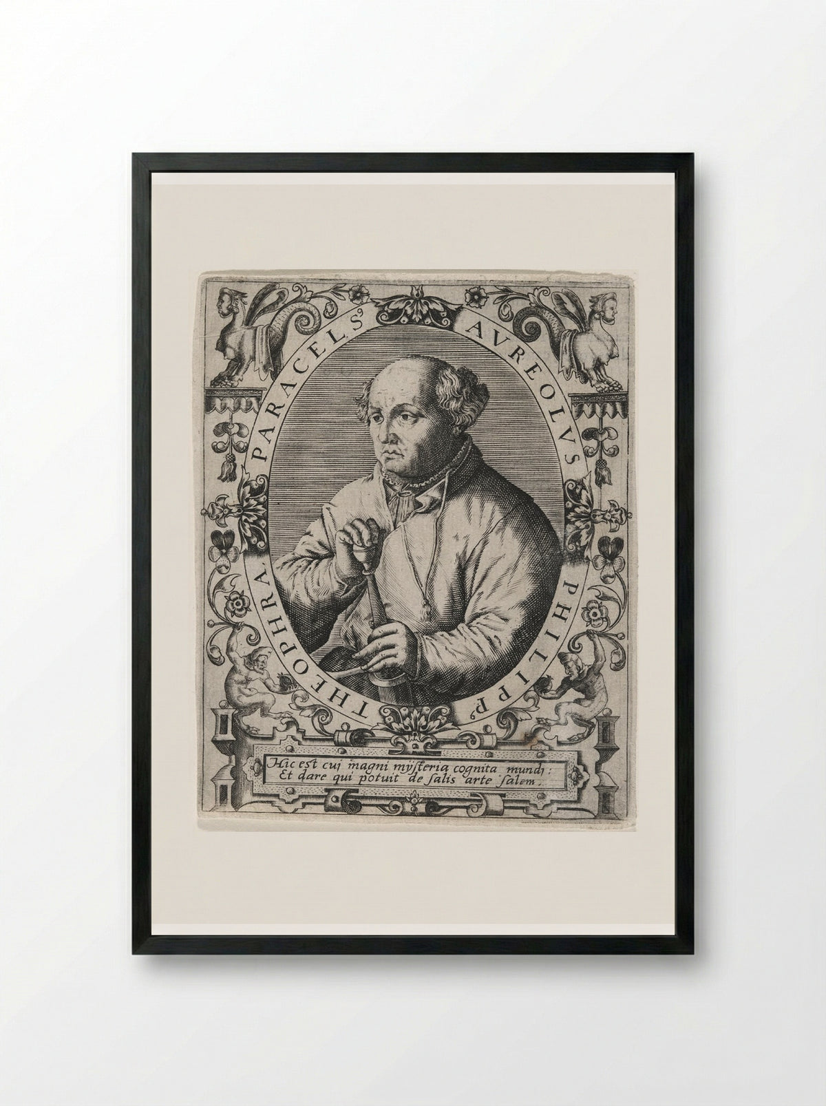 Portrait of Paracelsus - Theodor de Bry - Framed Print Black