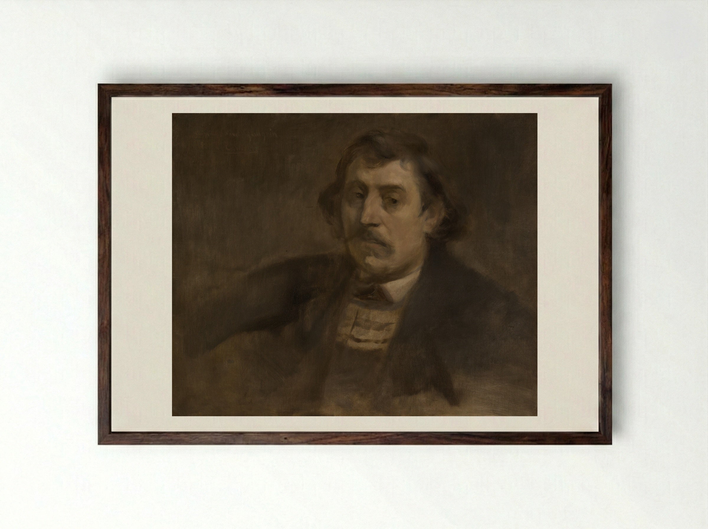 Portrait of Paul Gauguin - Eugène Carrière - Framed Print Dark Wood