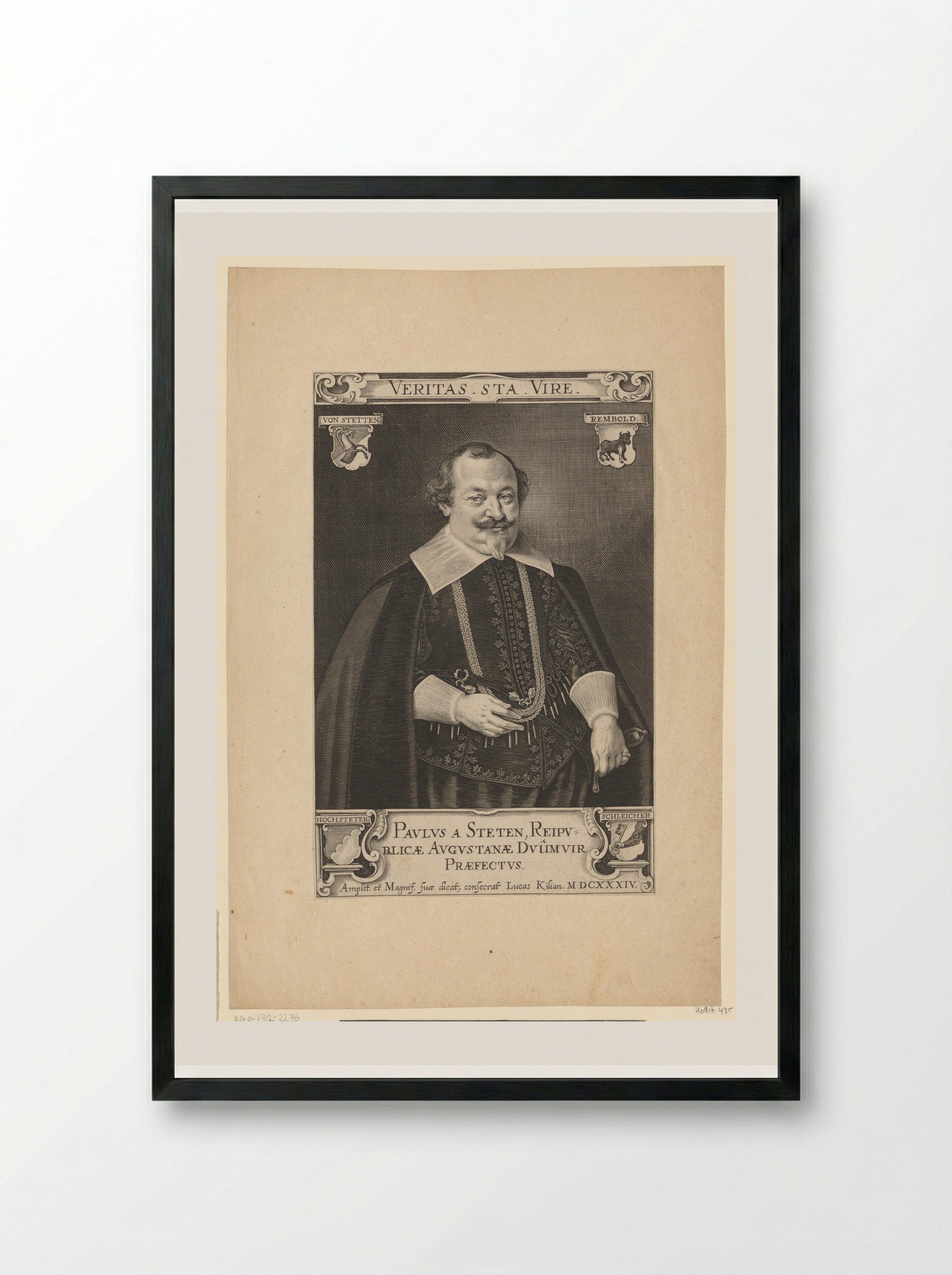 Portrait of Paul von Stetten - Lucas Kilian - Framed Print Black