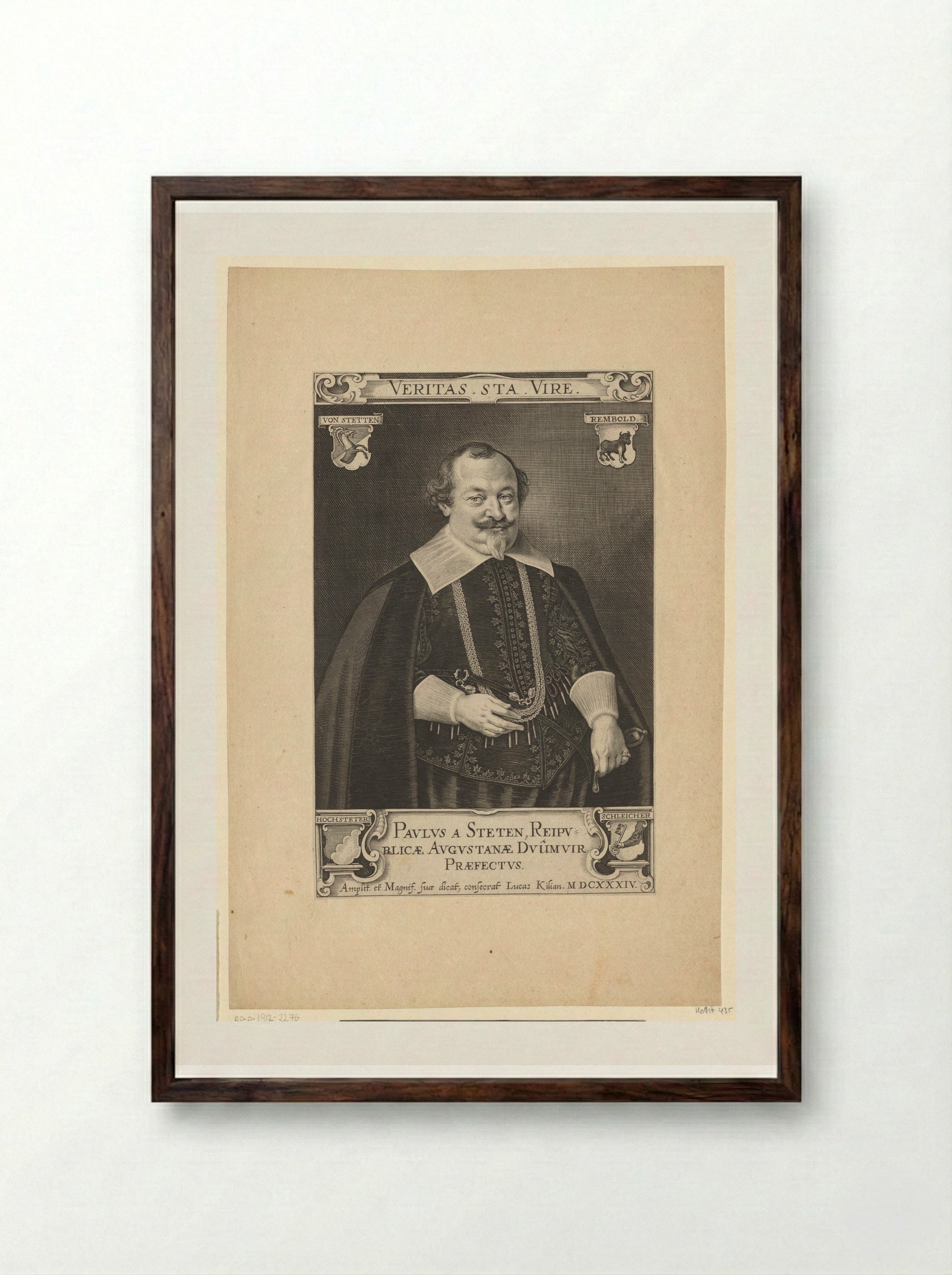 Portrait of Paul von Stetten - Lucas Kilian - Framed Print Dark Wood