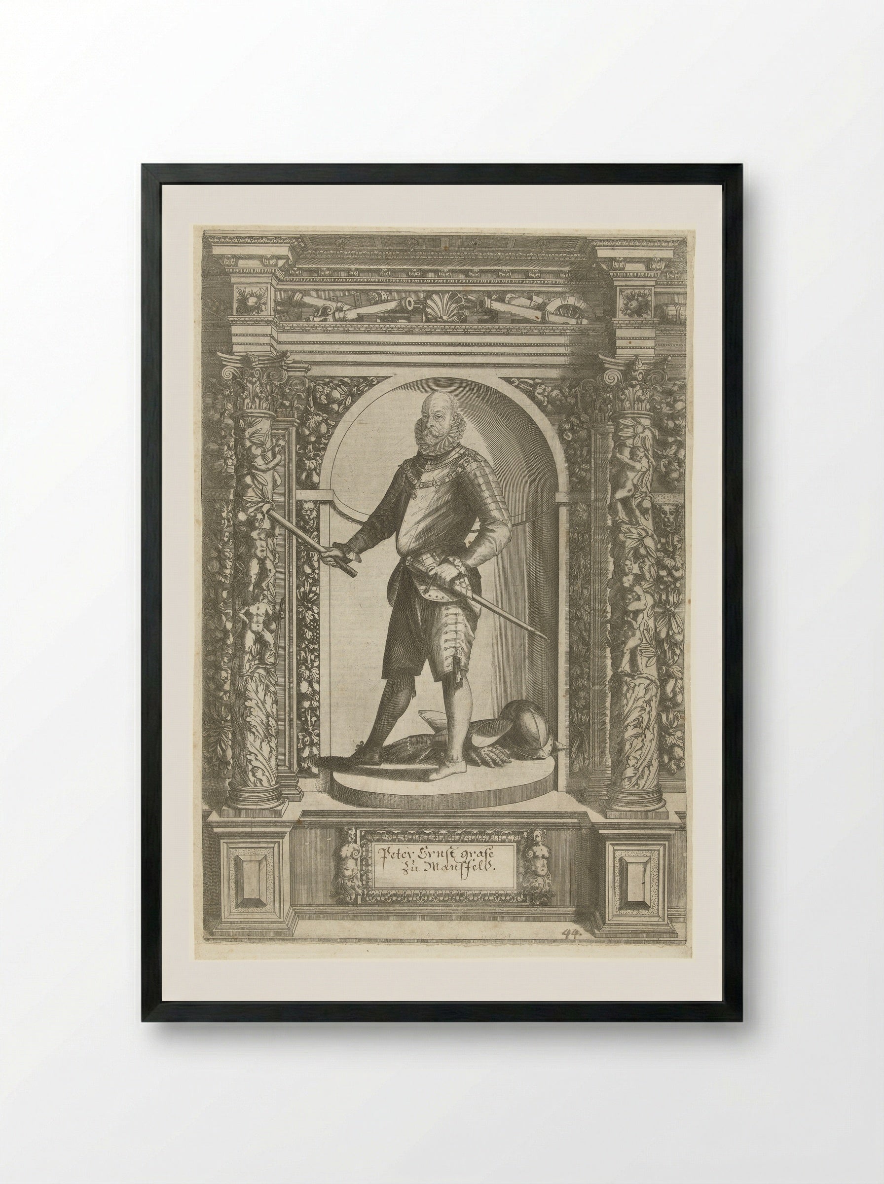 Portrait of Peter Ernst I, Count of Mansfeld-Vorderort - Dominicus Custos - Framed Print Black