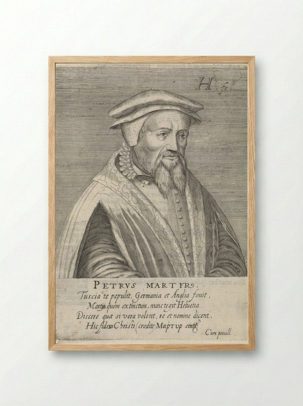 Portrait of Peter Martyr Vermigli - Hendrick Hondius (I) - Framed Print Wood
