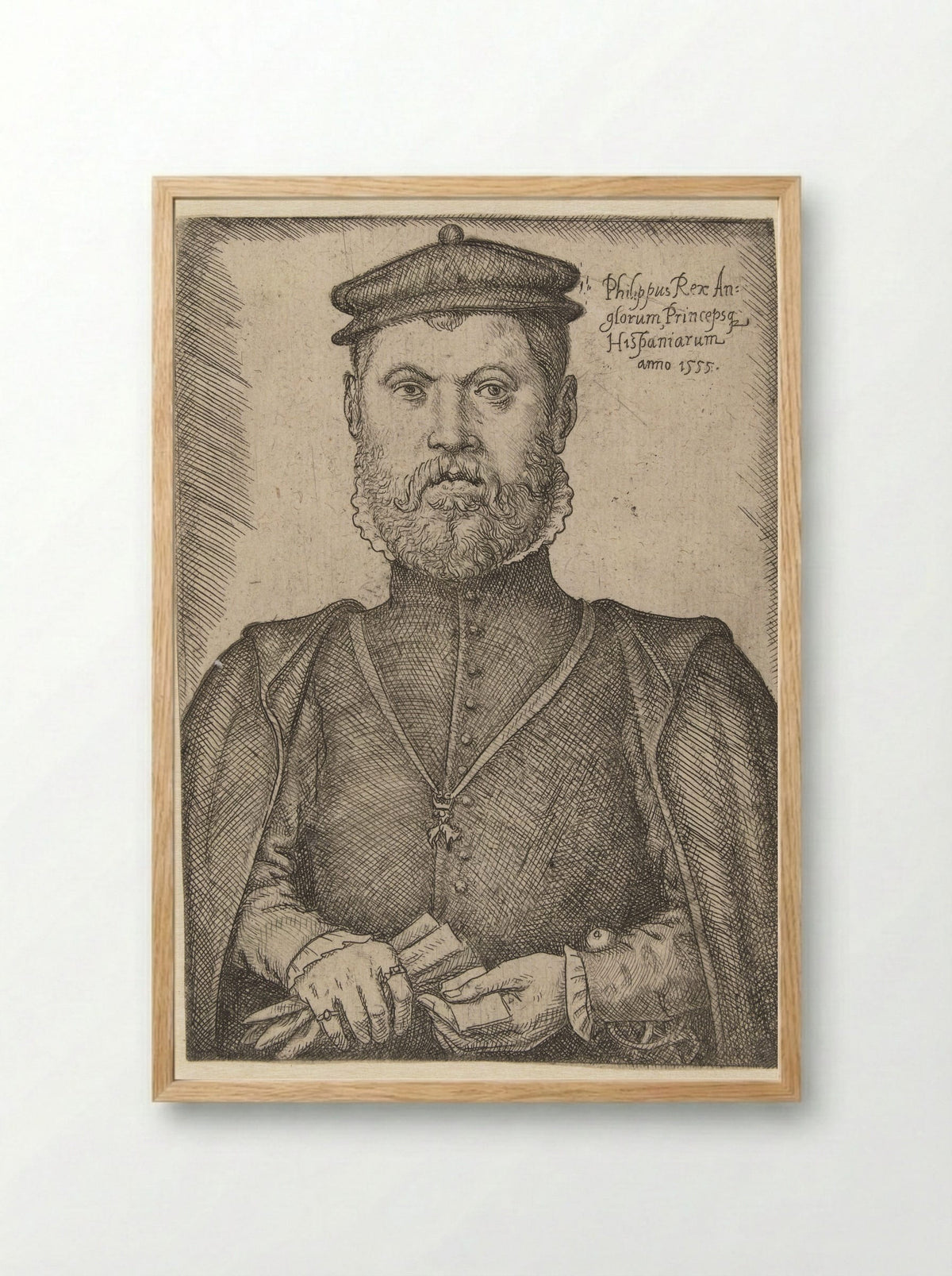 Portrait of Philip II of Spain - Jan Cornelisz. Vermeyen - Framed Print Wood