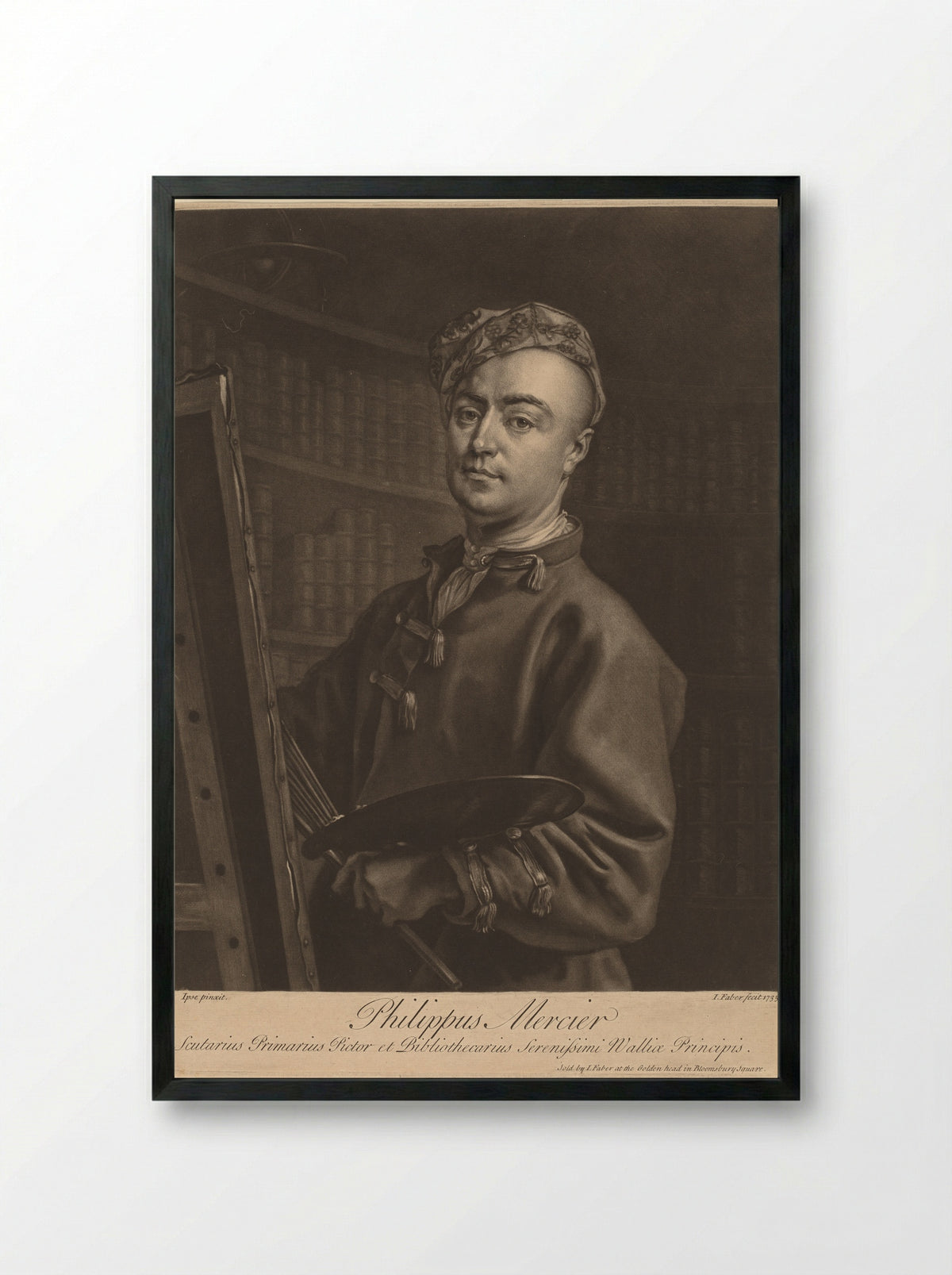 Portrait of Philippe Mercier - John Faber the Younger - Framed Print Black