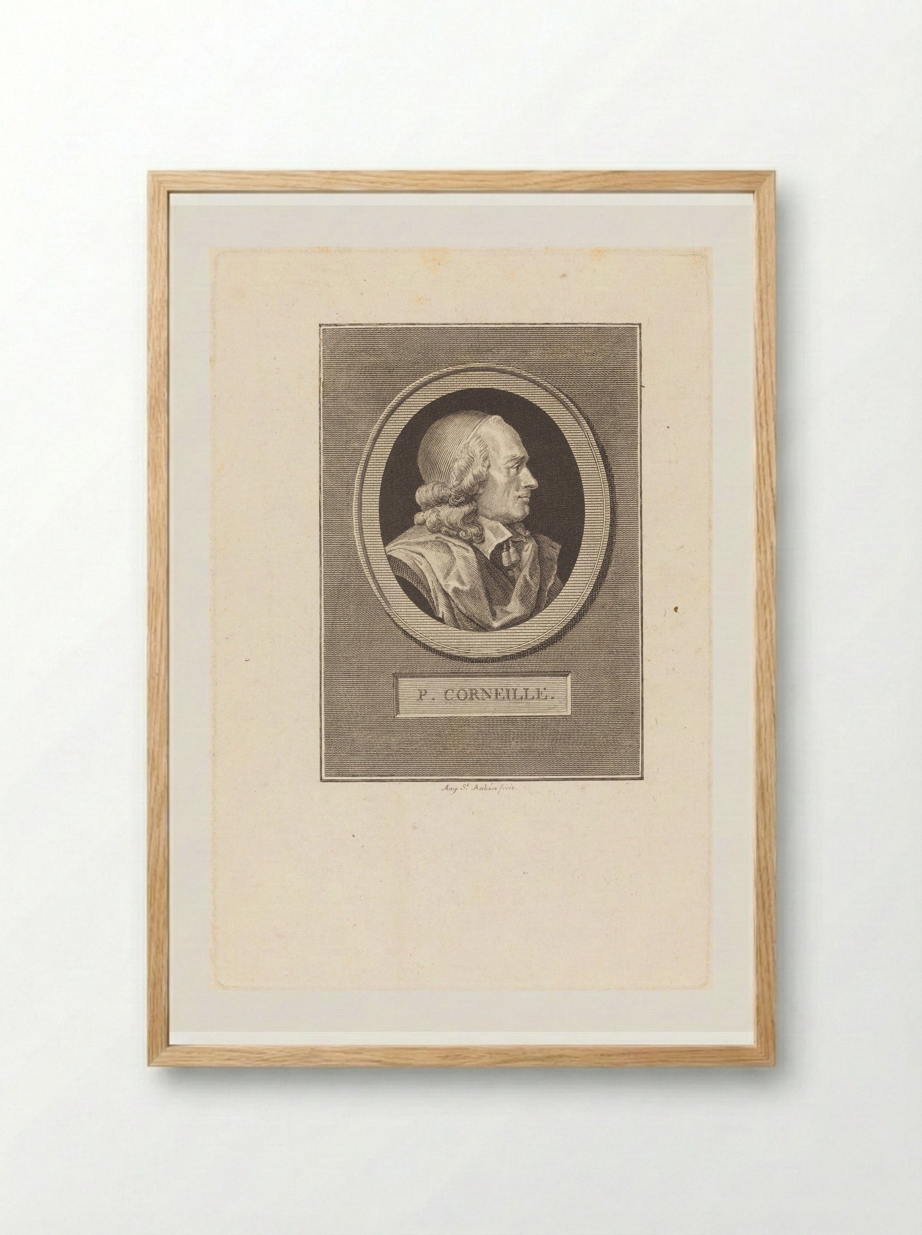 Portrait of Pierre Corneille - Augustin de Saint-Aubin - Framed Print Wood