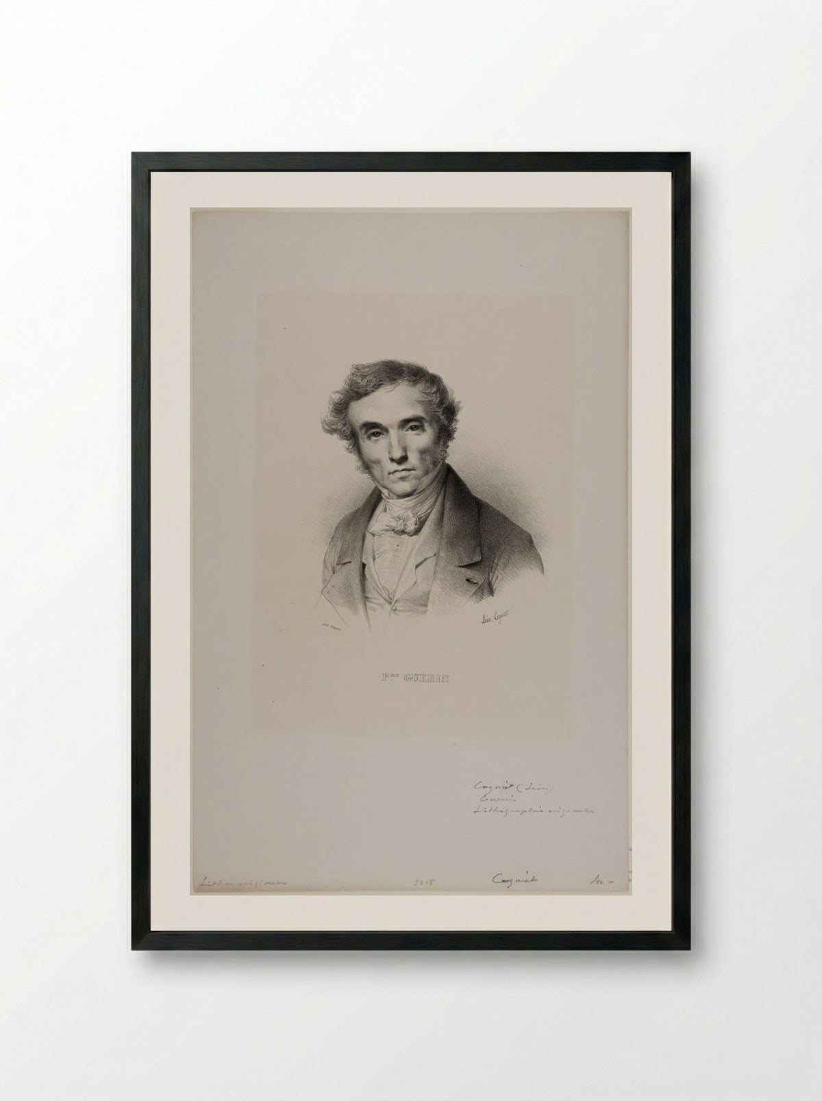 Portrait of Pierre-Narcisse Guérin - Léon Cogniet - Framed Print Black