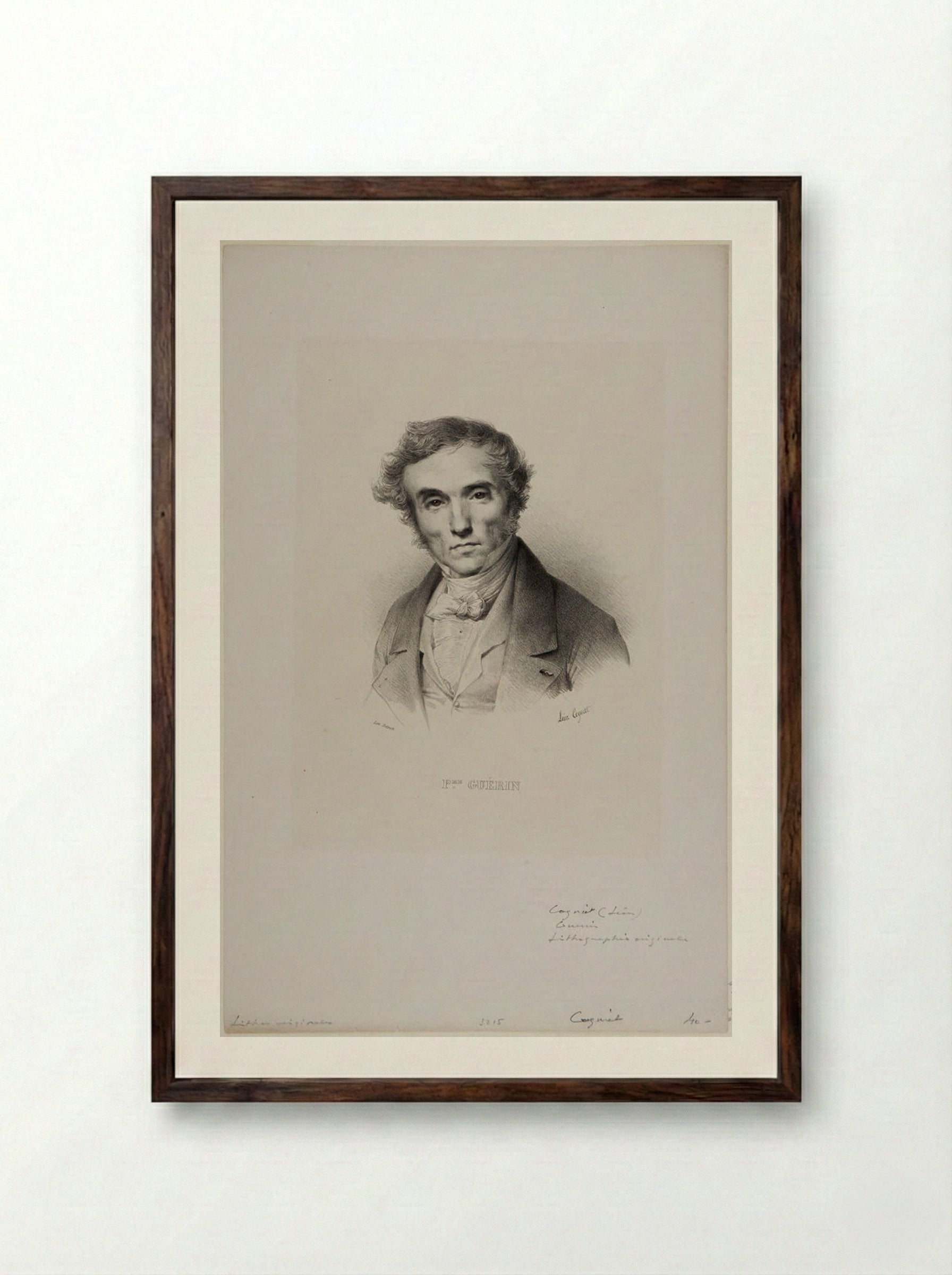 Portrait of Pierre-Narcisse Guérin - Léon Cogniet - Framed Print Dark Wood