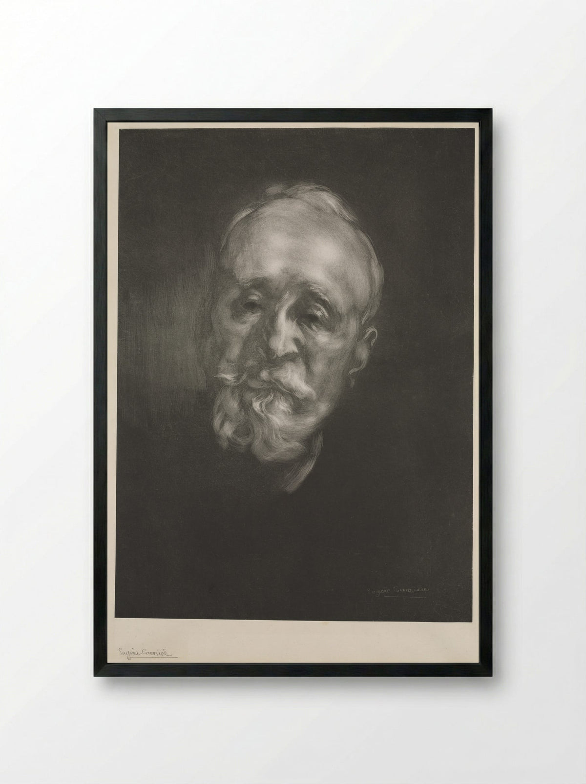 Portrait of Pierre Puvis de Chavannes - Eugène Carrière - Framed Print Black
