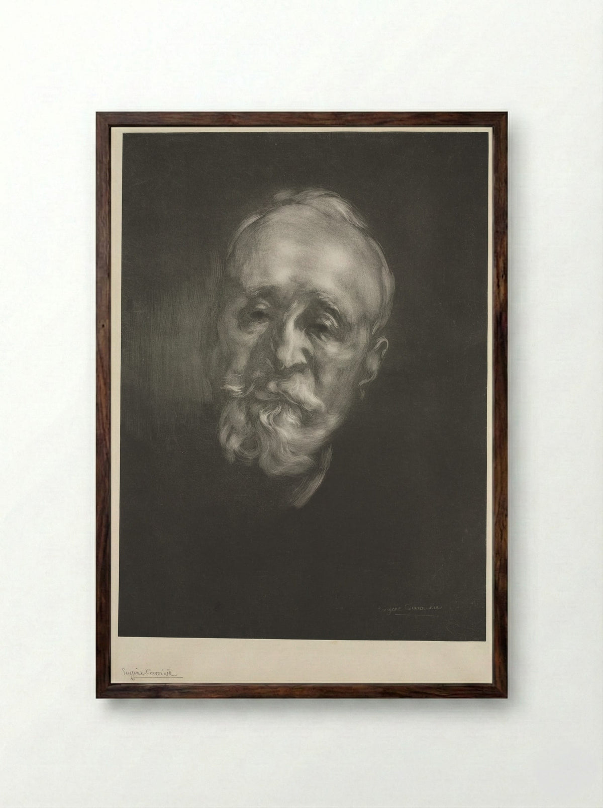 Portrait of Pierre Puvis de Chavannes - Eugène Carrière - Framed Print Dark Wood