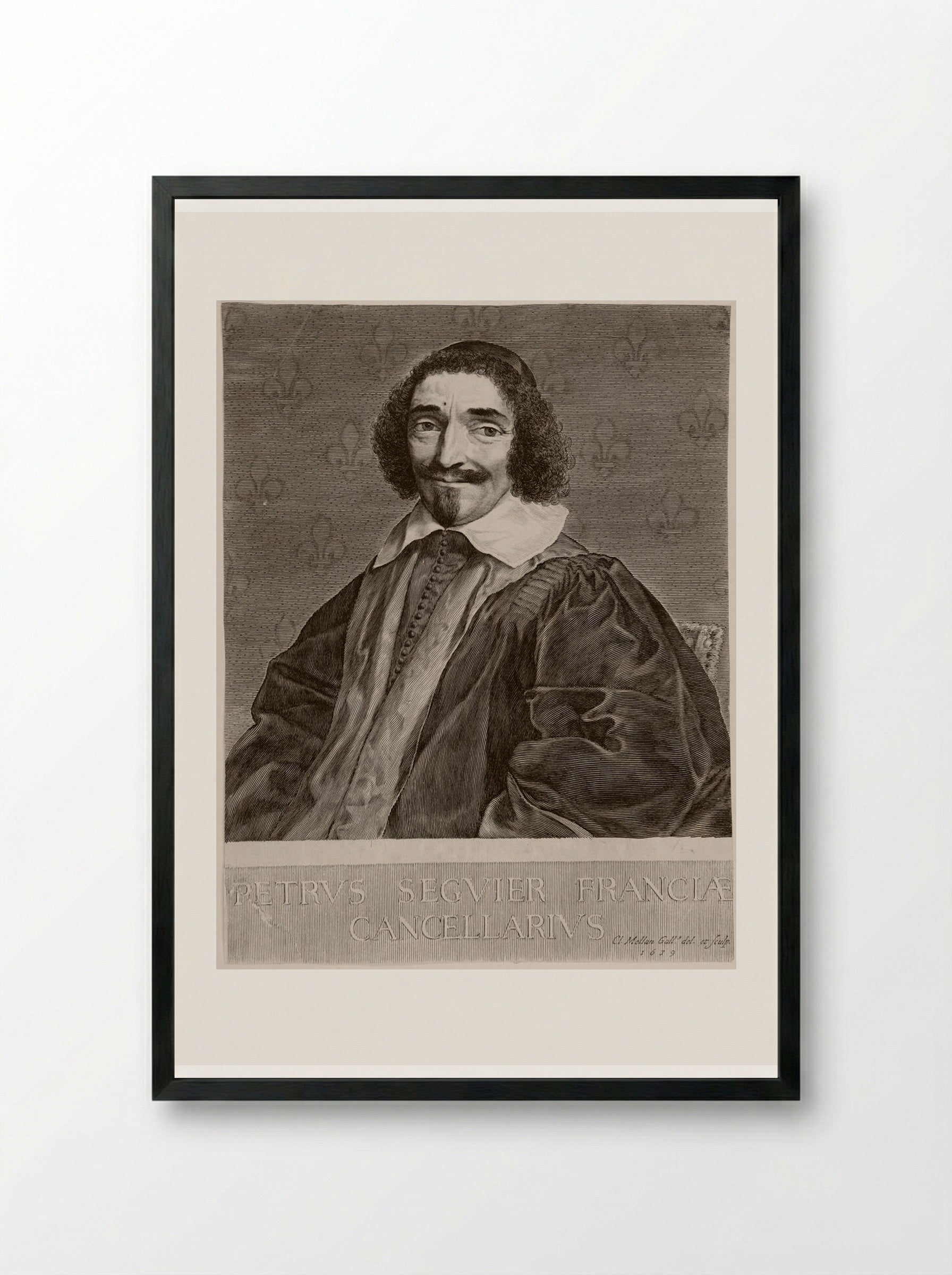Portrait of Pierre Séguier - Claude Mellan - Framed Print Black