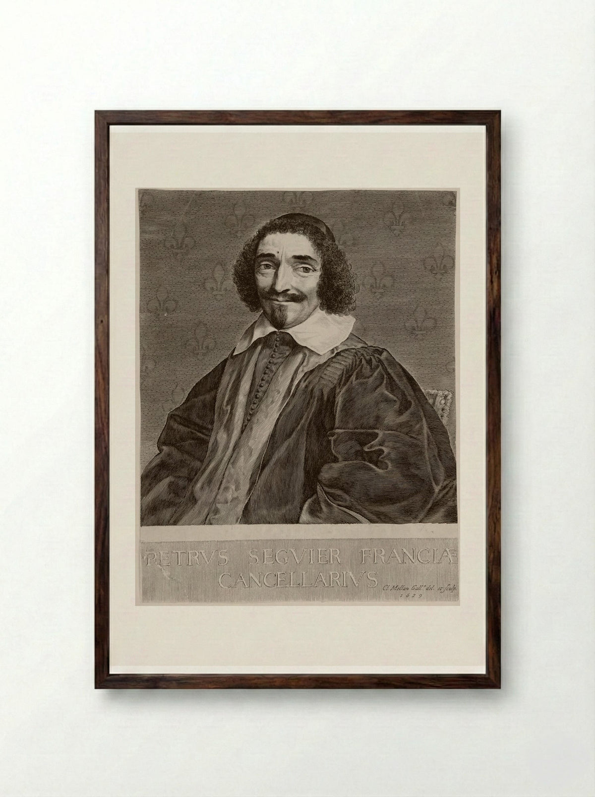 Portrait of Pierre Séguier - Claude Mellan - Framed Print Dark Wood