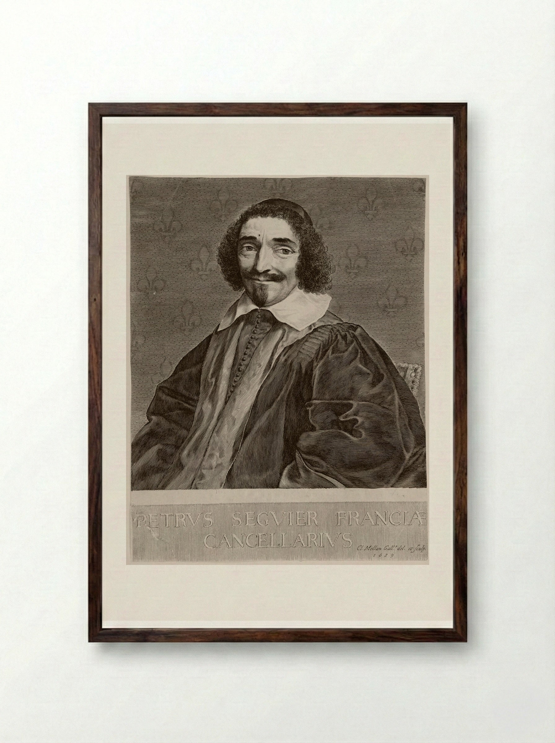 Portrait of Pierre Séguier - Claude Mellan - Framed Print Dark Wood