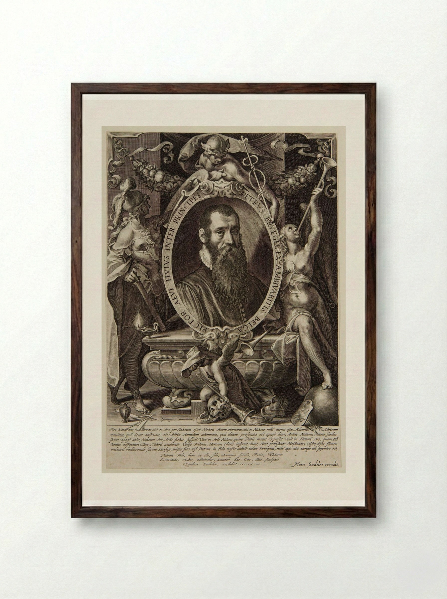 Portrait of Pieter Brueghel the Younger - Aegidius Sadeler II - Framed Print Dark Wood