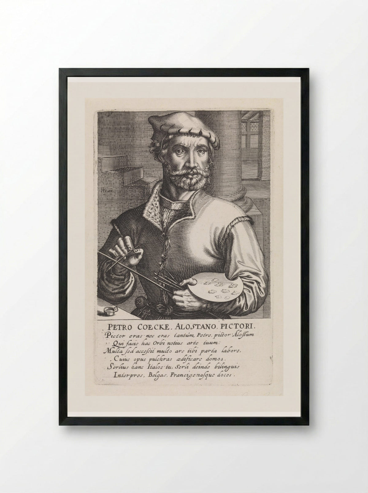 Portrait of Pieter Coecke van Aelst - Hendrick Hondius (I) - Framed Print Black