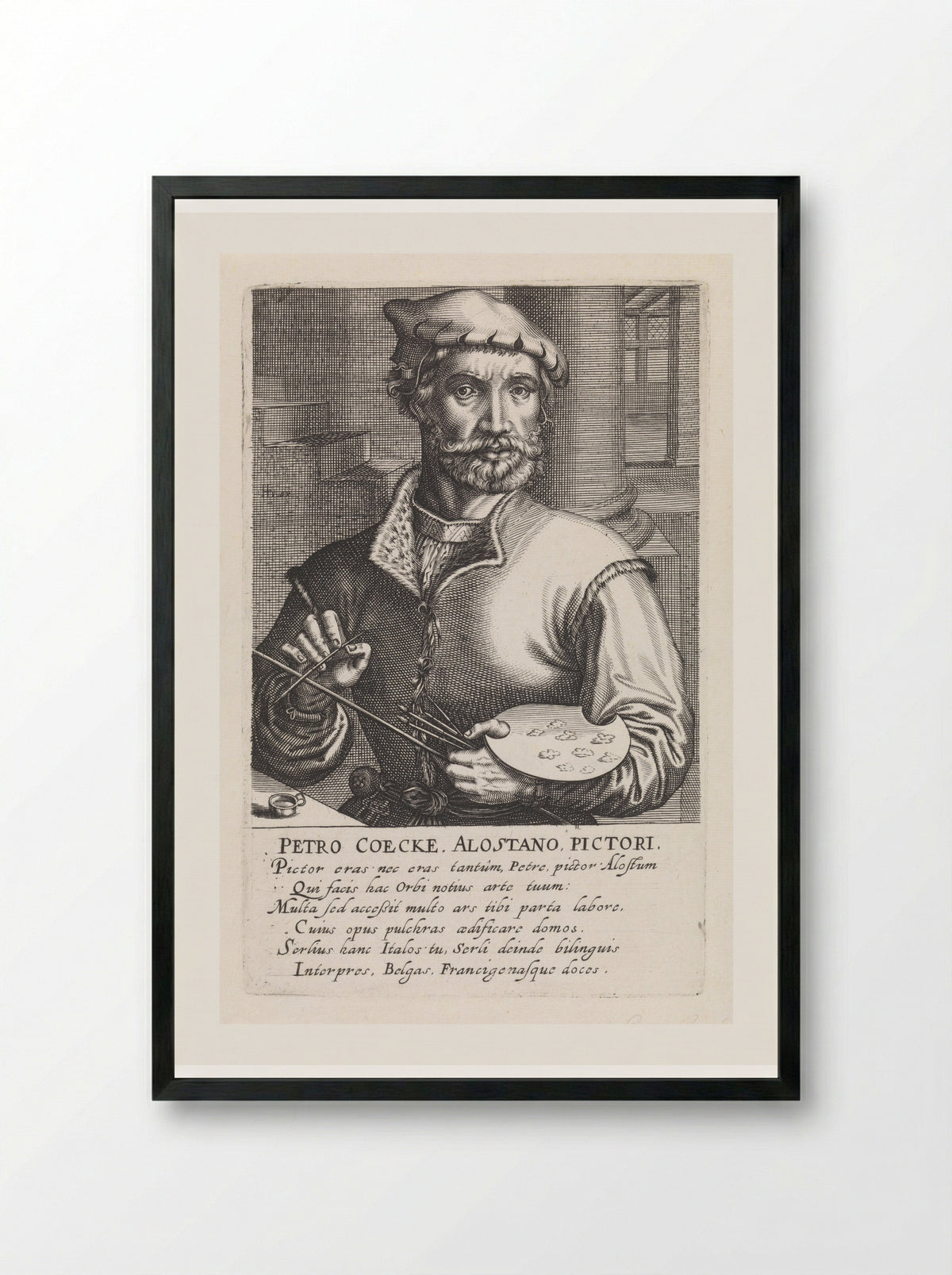 Portrait of Pieter Coecke van Aelst - Hendrick Hondius (I) - Framed Print Black