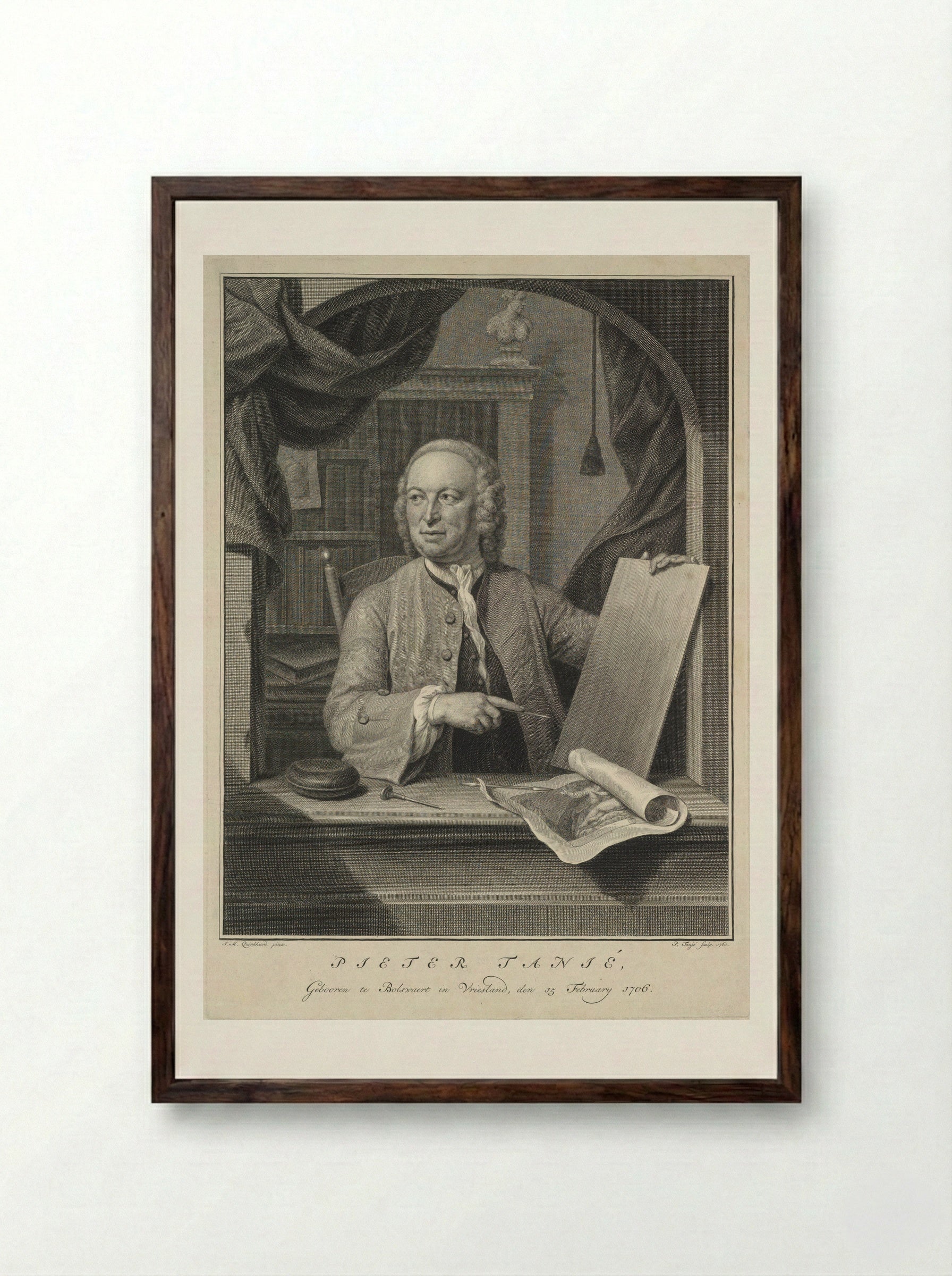 Portrait of Pieter Tanjé - Pieter Tanjé - Framed Print Dark Wood
