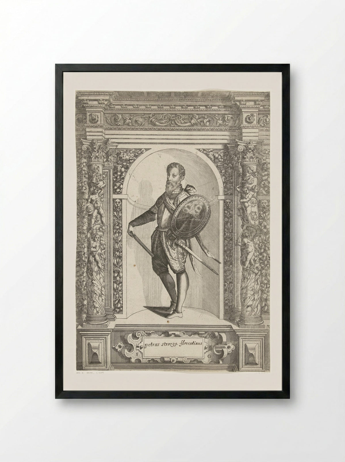Portrait of Pietro Strozzi - Dominicus Custos - Framed Print Black