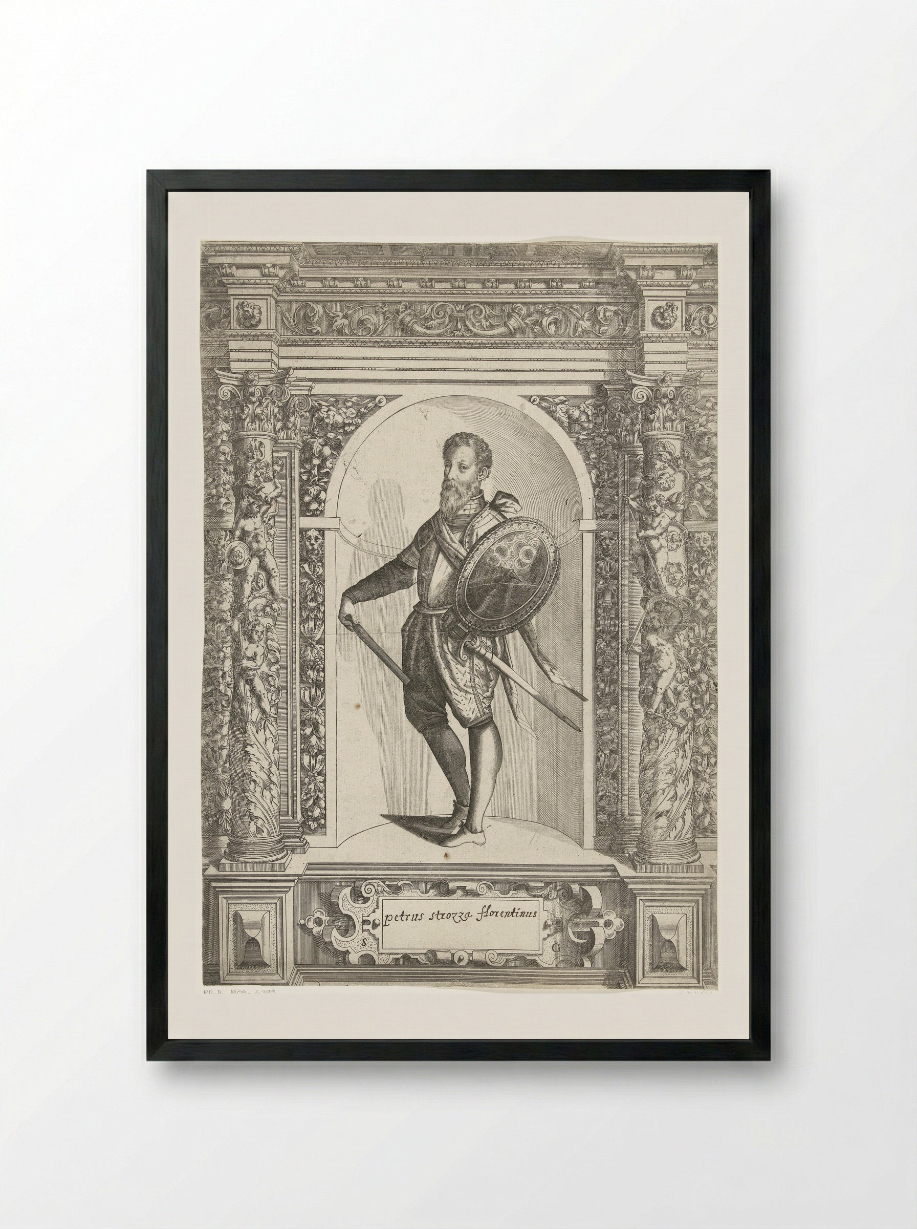 Portrait of Pietro Strozzi - Dominicus Custos - Framed Print Black