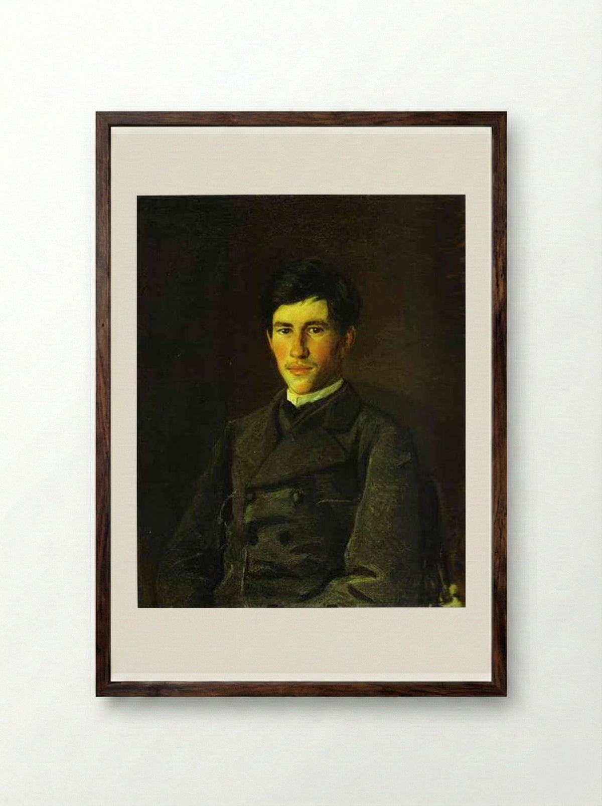Portrait of Piotr Ge, the Artist's Son - Nikolai Ge - Framed Print Dark Wood