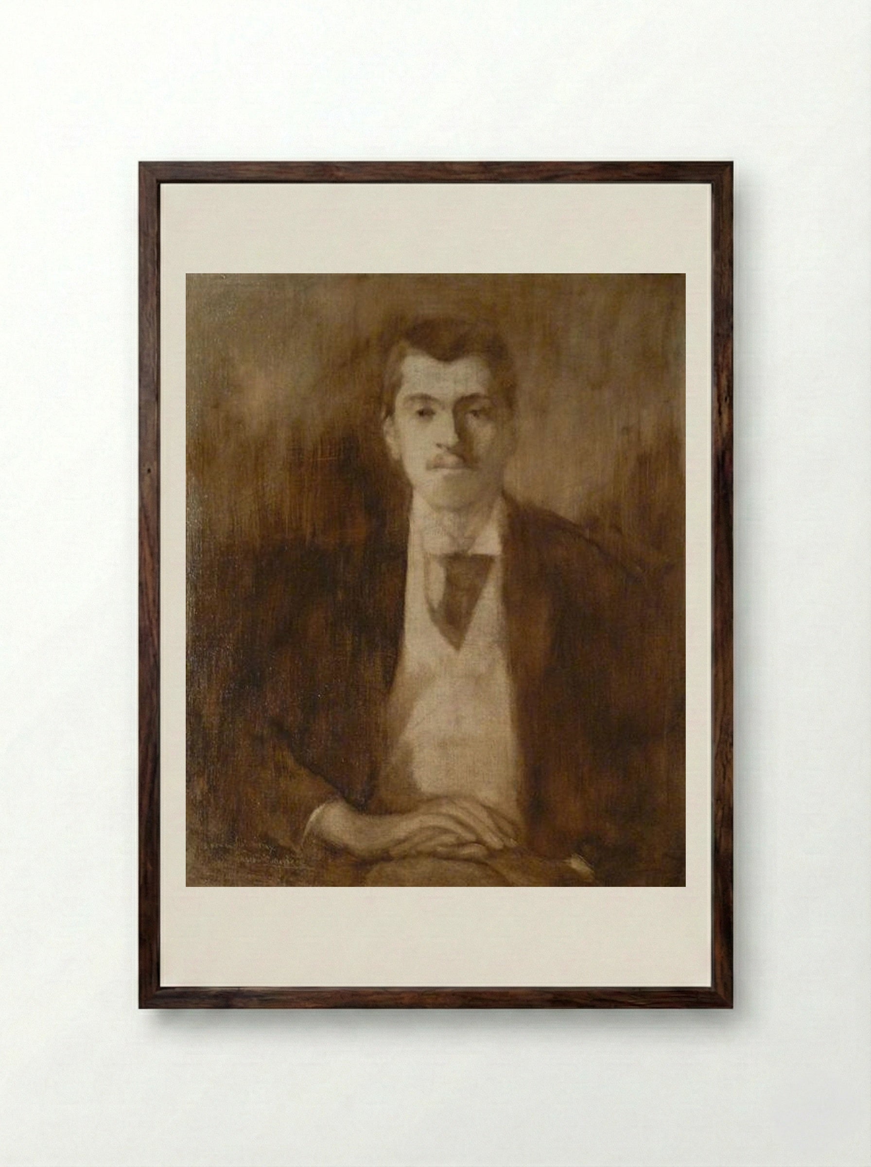 Portrait of Pol Neveux - Eugène Carrière - Framed Print Dark Wood