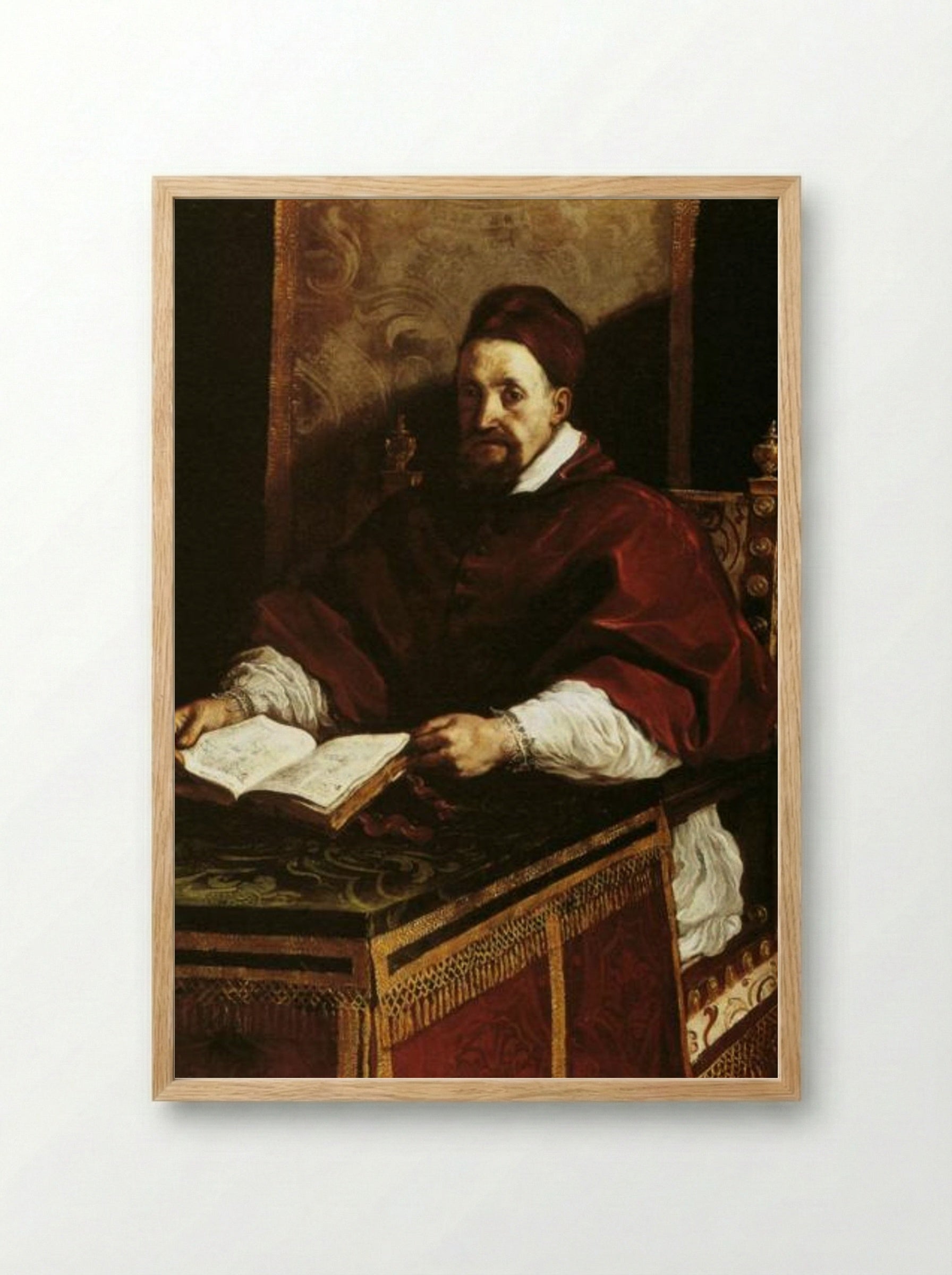 Portrait of Pope Gregory XV - Guercino - Framed Print Wood