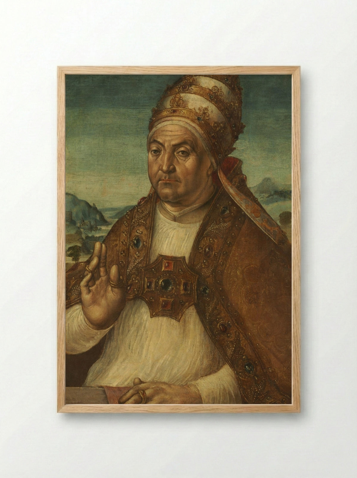 Portrait of Pope Sixtus IV della Rovere - Pedro Berruguete - Framed Print Wood