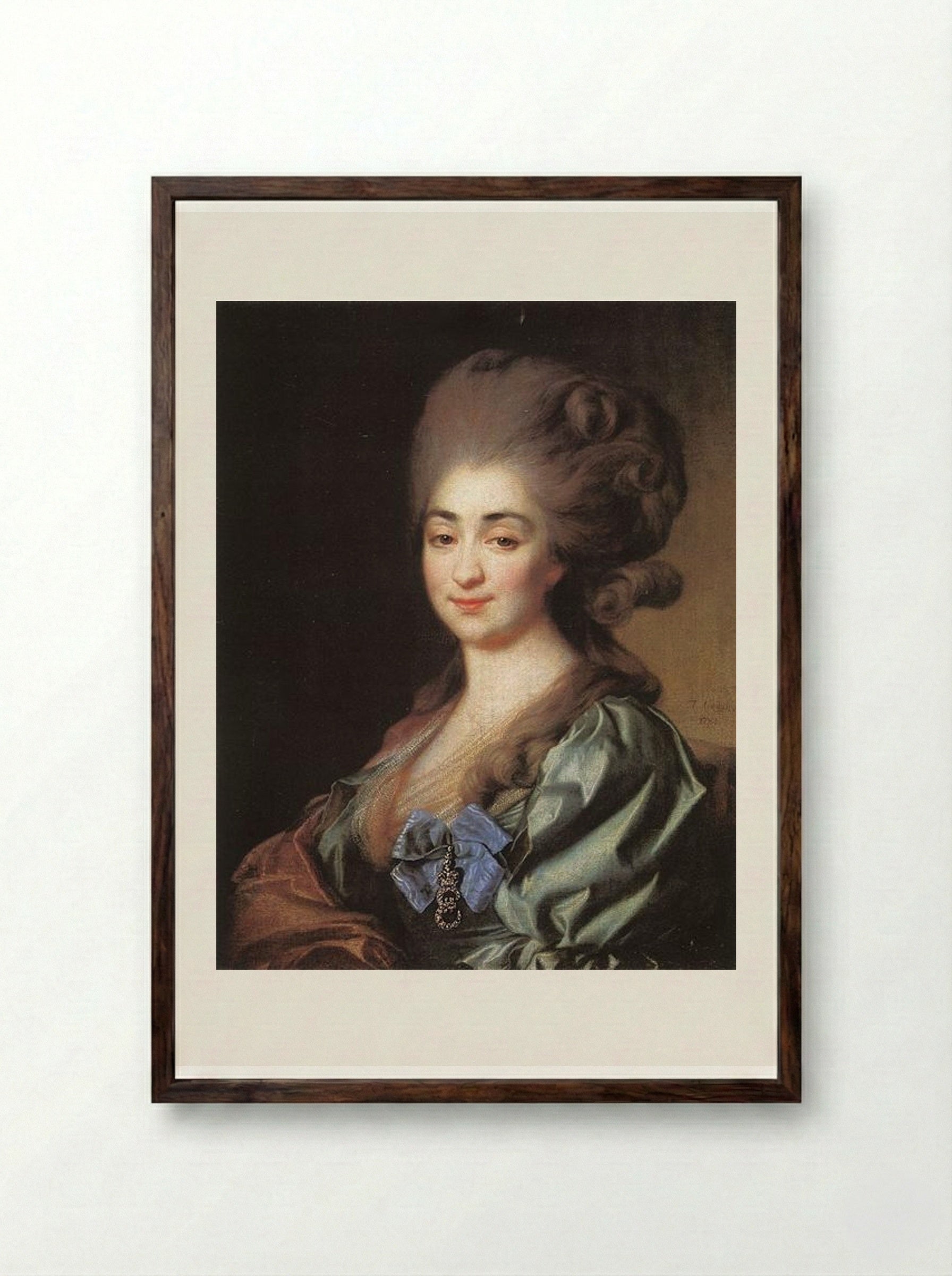 Portrait of Praskovia Repnina - Dmitry Levitzky - Framed Print Dark Wood