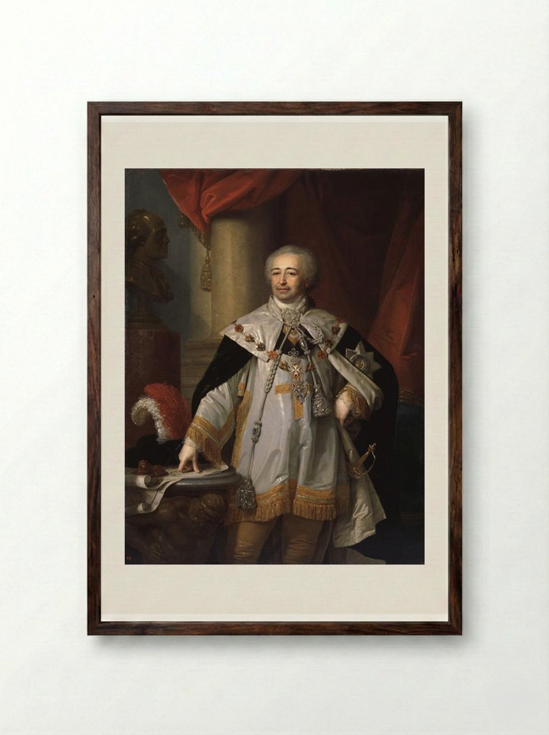 Portrait of Prince A. B. Kurakin - Vladimir Borovikovsky - Framed Print Dark Wood