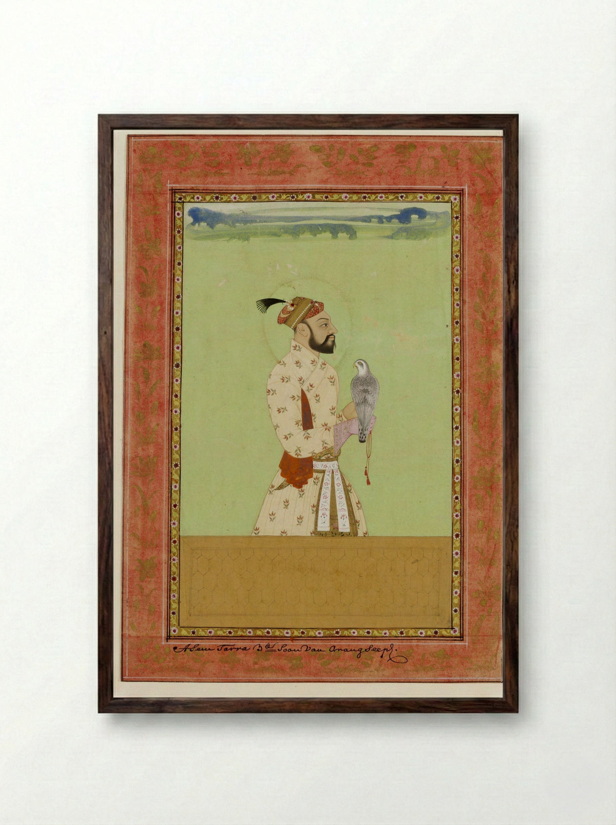 Portrait of Prince Azam Shah - Mughal School - Framed Print Dark Wood