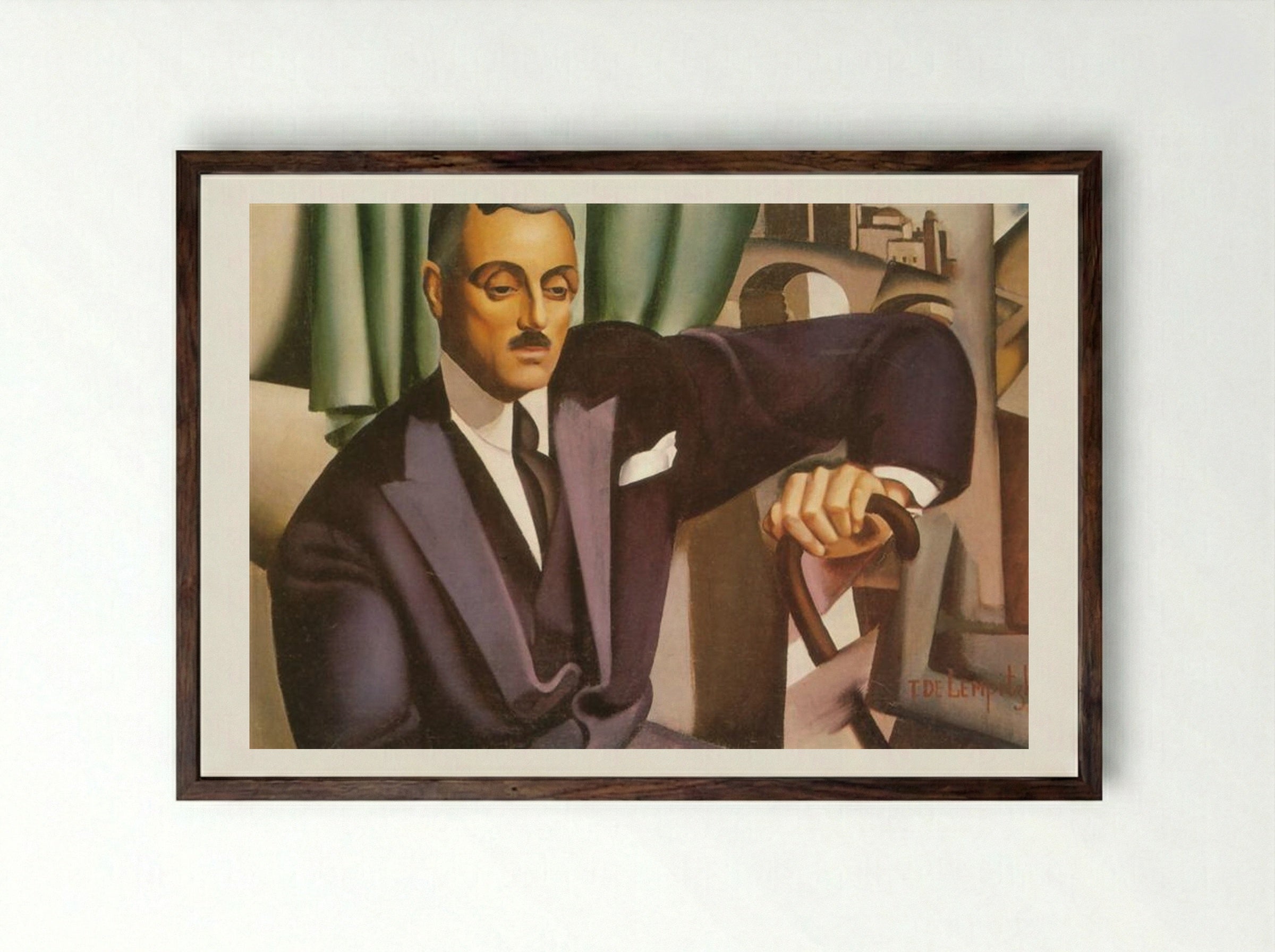 Portrait of Prince Eristoff - Tamara de Lempicka - Framed Print Dark Wood