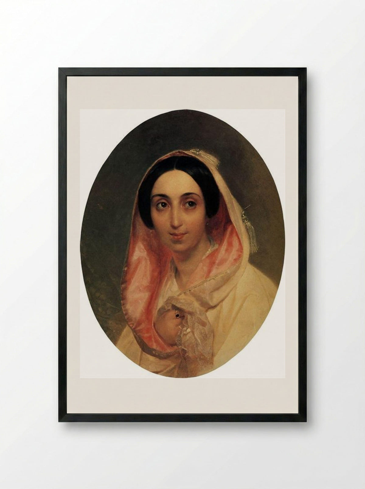 Portrait of Princess A. A. Bagration - Karl Bryullov - Framed Print Black
