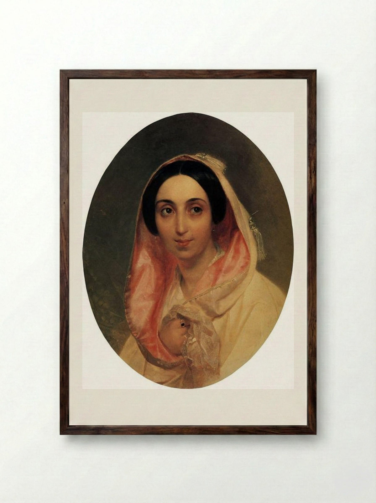 Portrait of Princess A. A. Bagration - Karl Bryullov - Framed Print Dark Wood